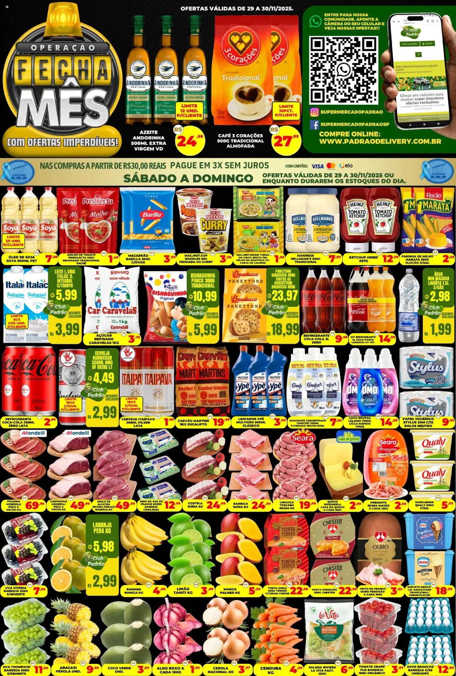 Supermercado Padrão Folheto - válido de 29.11.2025 | Página: 1 | Produtos: Pera, Molho de tomate, Alcatra, Cerveja