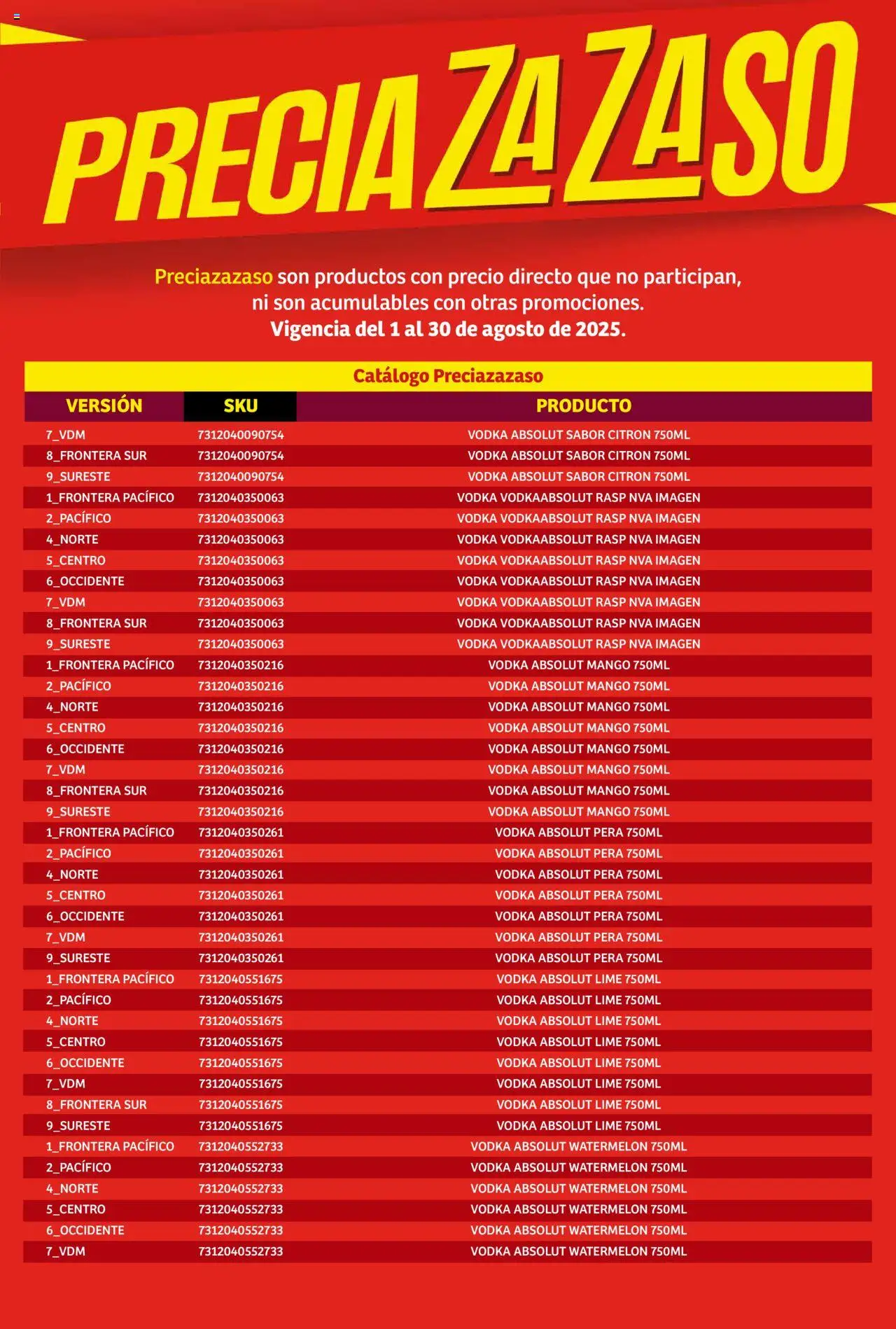 Nuevas ofertas de Soriana válidas en toda la República Mexicana desde el 01.08.2025. ¡Encuentra las mejores ofertas en Soriana - Catálogo Preciazazaso Mercado Nacional! | Página: 15 | Productos: Pera, Mango, Vodka