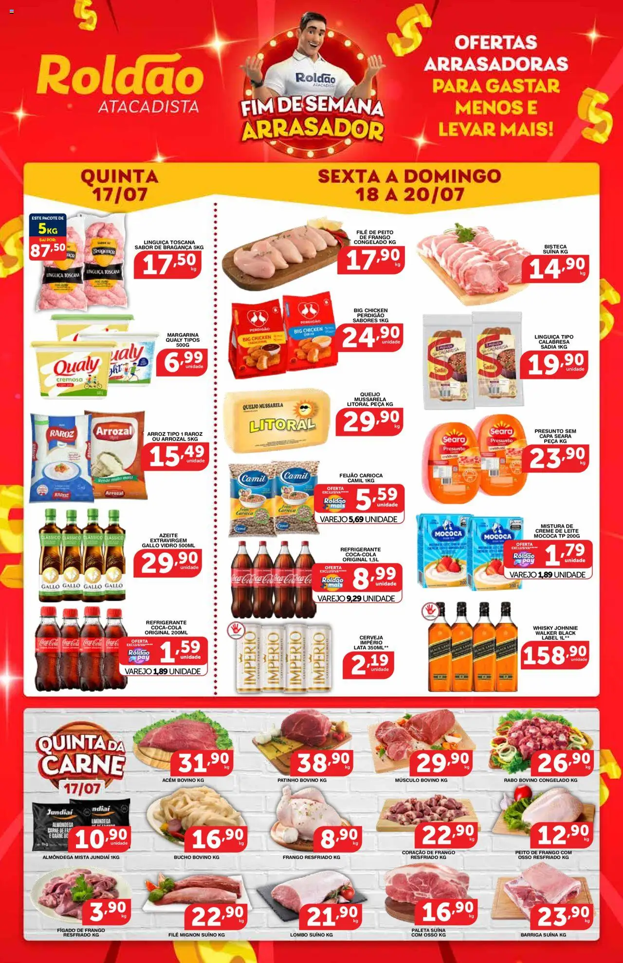 Roldão Folheto - válido de 17.07.2025 | Página: 1 | Produtos: Whisky, Filé mignon, Carne, Margarina