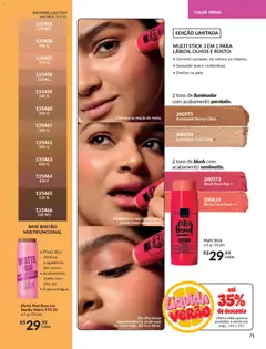 Avon - Campanha 01 - Pré-Visualização do folheto da loja Avon, válido de 19.12.2025 | Página: 71 | Produtos: Blush, Multifuncional, Base, Iluminador