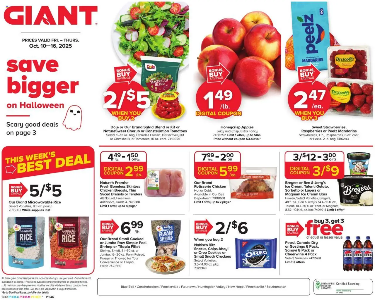 Giant Weekly Ad - valid from 10.10.2025 | Page: 1 | Products: Box, Apples, Cookies, Ice cream