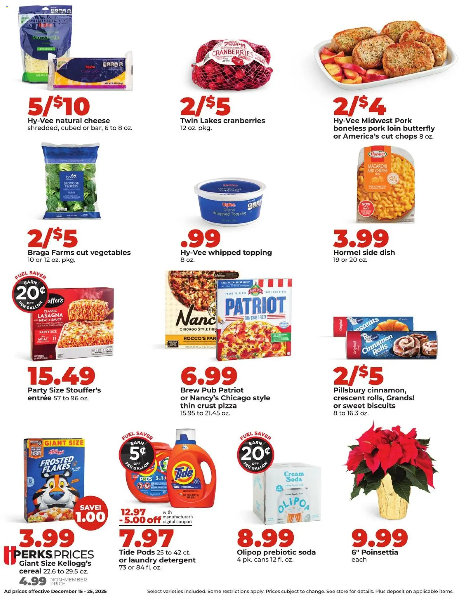 HyVee Weekly Ad - valid from 15.12.2025 | Page: 2 | Products: Broccoli, Pork, Cream, Flakes