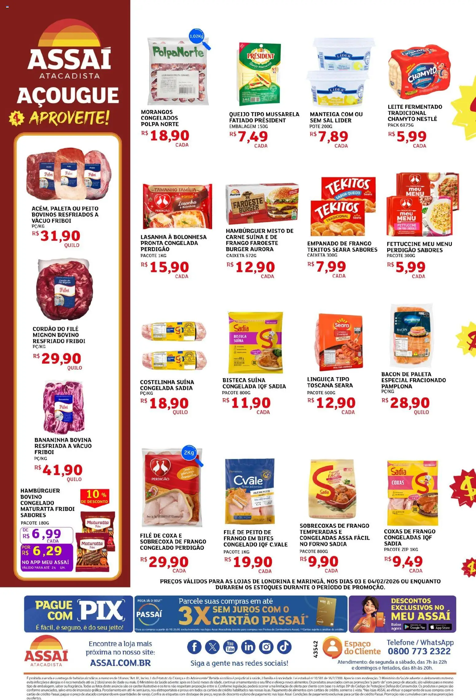 Assaí Atacadista Folheto - válido de 03.02.2026 | Página: 2 | Produtos: Manteiga, Queijo, Brócolis, Sal