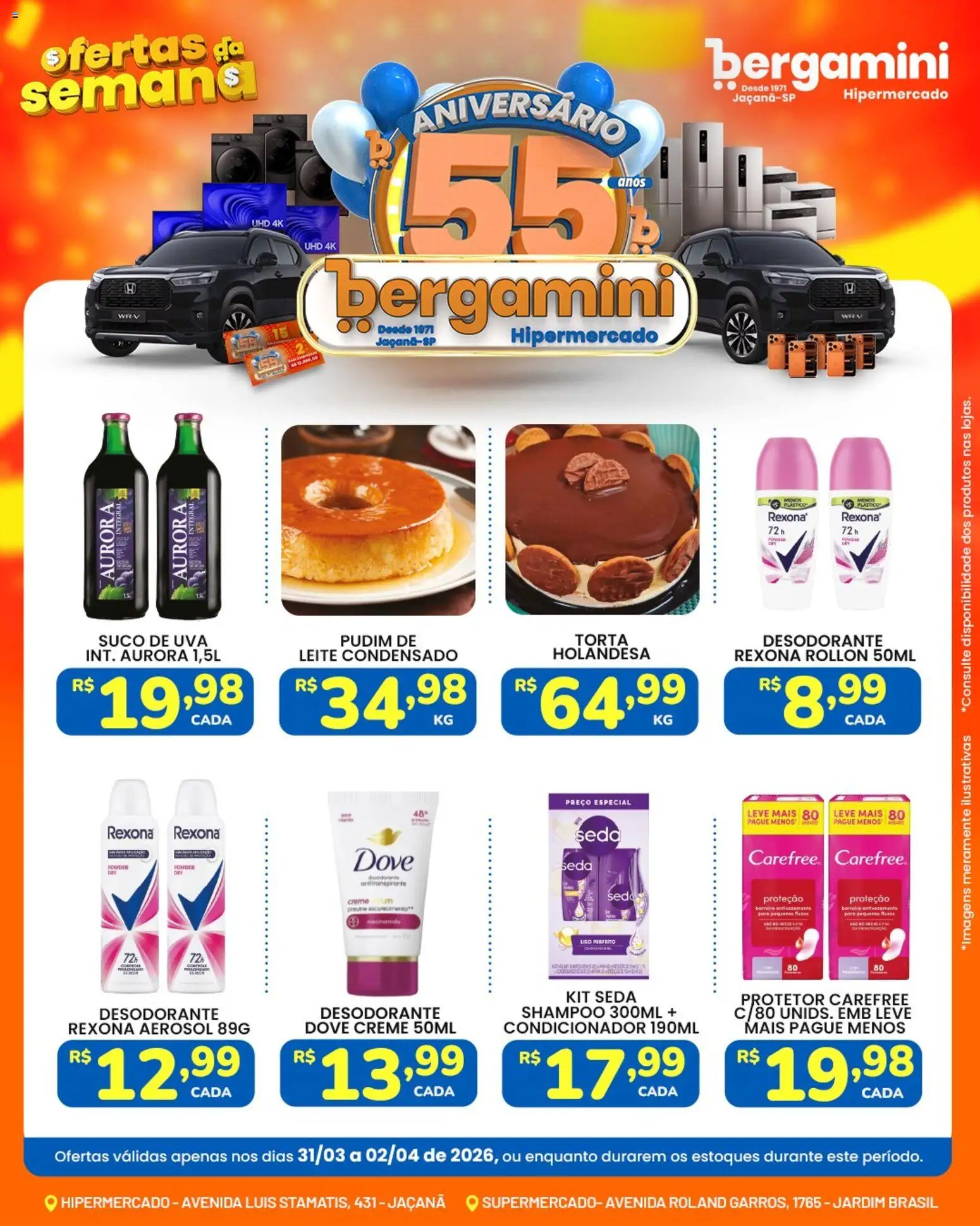 Supermercado Bergamini Folheto - válido de 31.03.2026 | Página: 9 | Produtos: Shampoo, Desodorante, Suco, Leite condensado