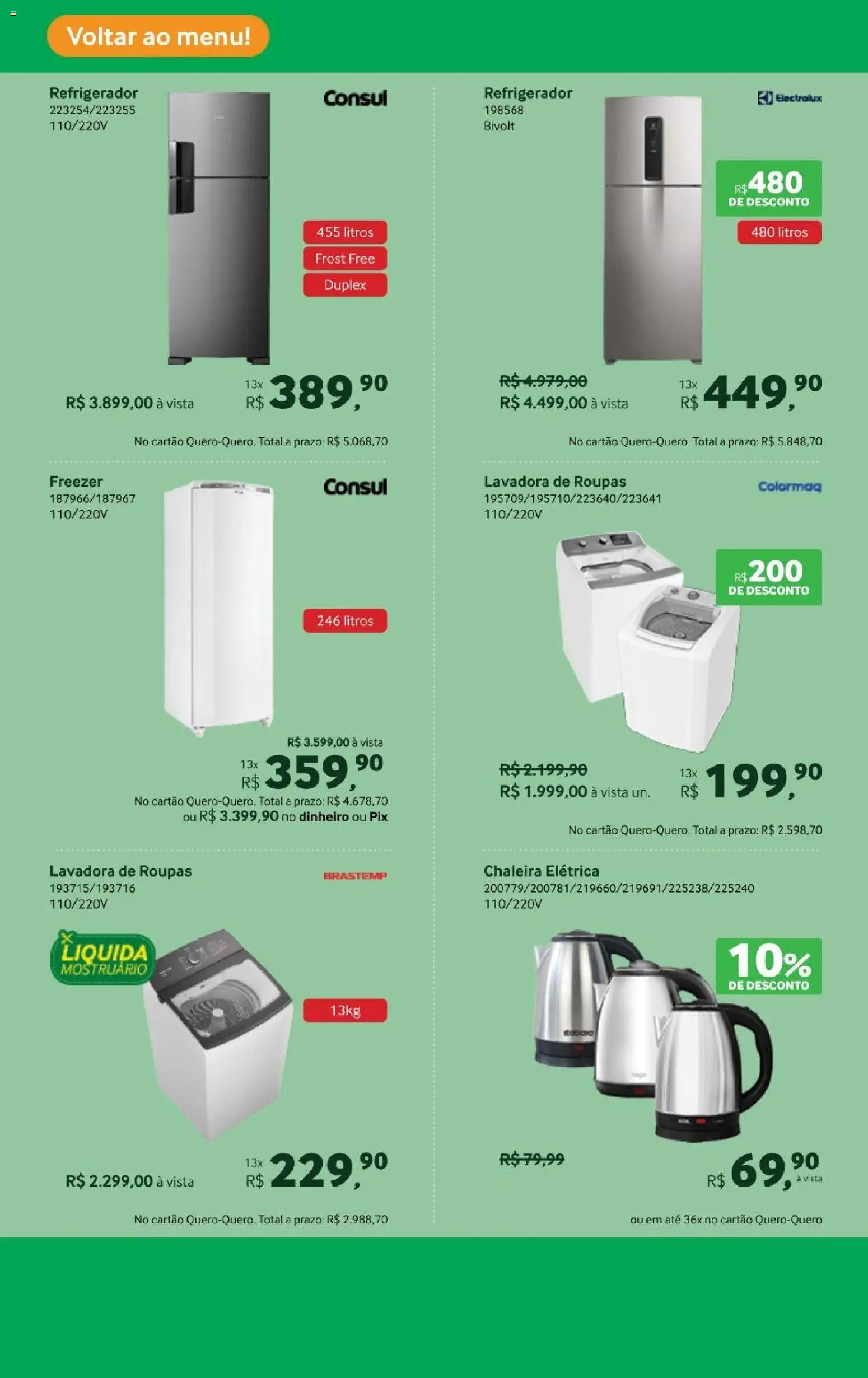 Lojas Quero-Quero Folheto - válido de 19.01.2026 | Página: 17 | Produtos: Chaleira, Chaleira elétrica, Refrigerador, Freezer