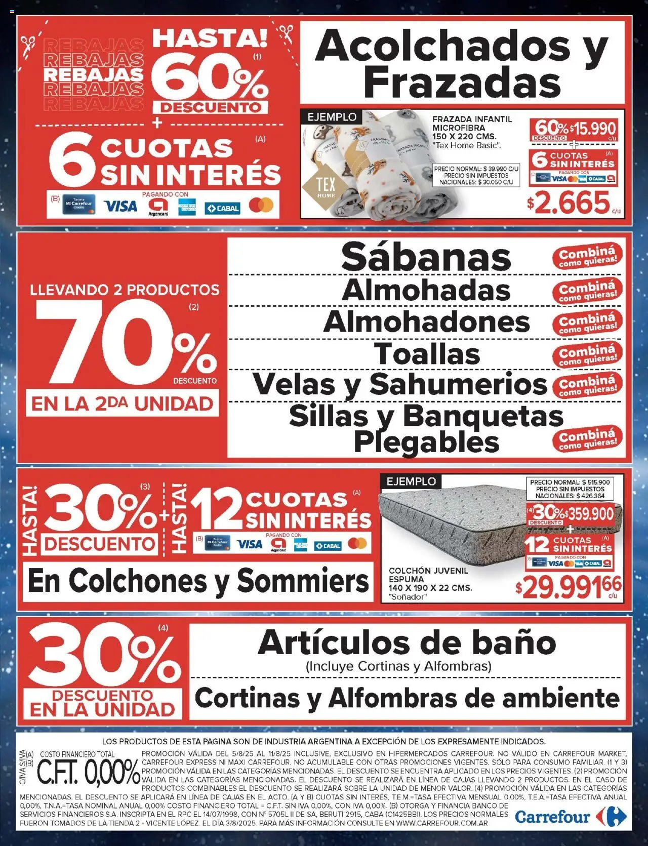 Carrefour ofertas - CABA │ válido desde el 05.08.2025 | Página: 22 | Productos: Caso, Banco, Sabanas, Cortinas