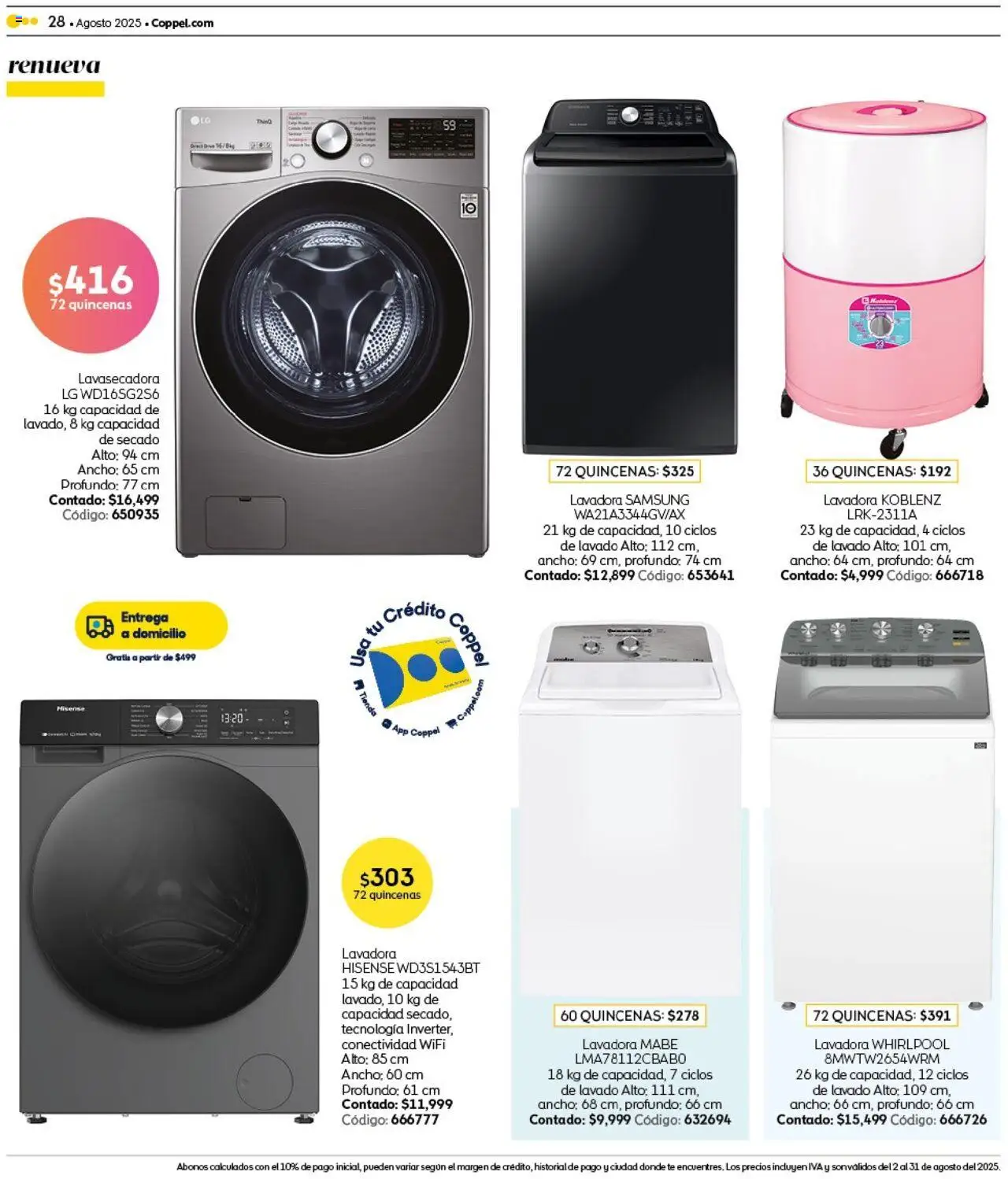 Nuevas ofertas de Coppel válidas en toda la República Mexicana desde el 01.08.2025. ¡Encuentra las mejores ofertas en Coppel - Catálogo Regreso a Clases! | Página: 28 | Productos: Lavadora, Té