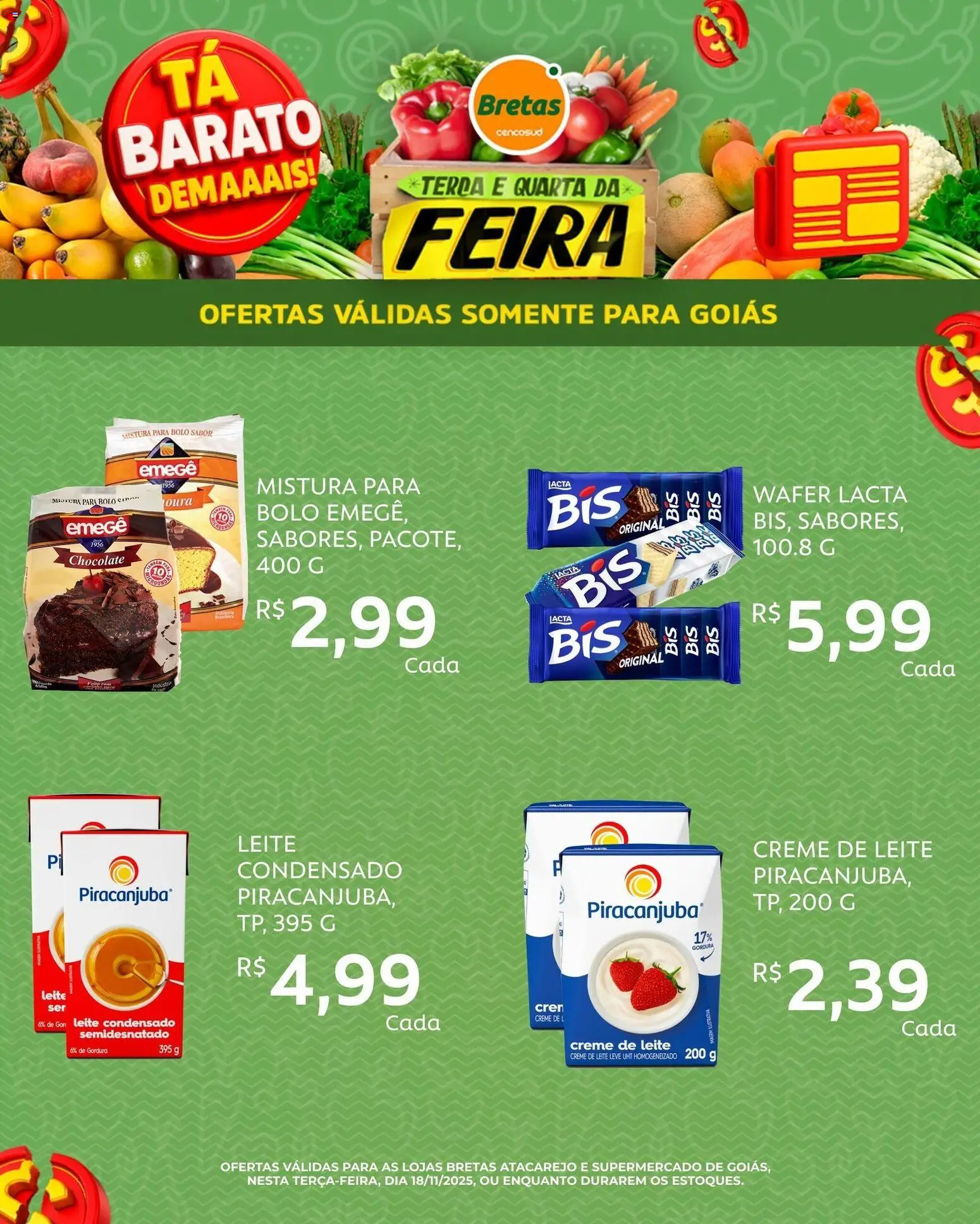 Bretas Folheto - válido de 18.11.2025 | Página: 3 | Produtos: Chocolate, Bolo, Leite condensado, Mistura para bolo