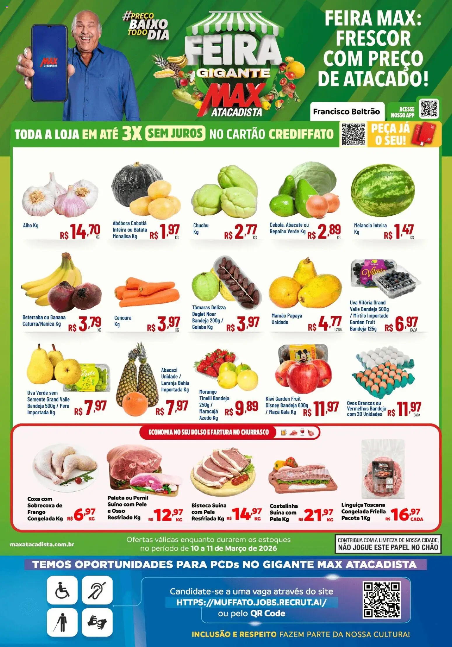Max Atacadista Folheto - válido de 10.03.2026 | Página: 1 | Produtos: Melancia, Tâmaras, Ovos, Batata