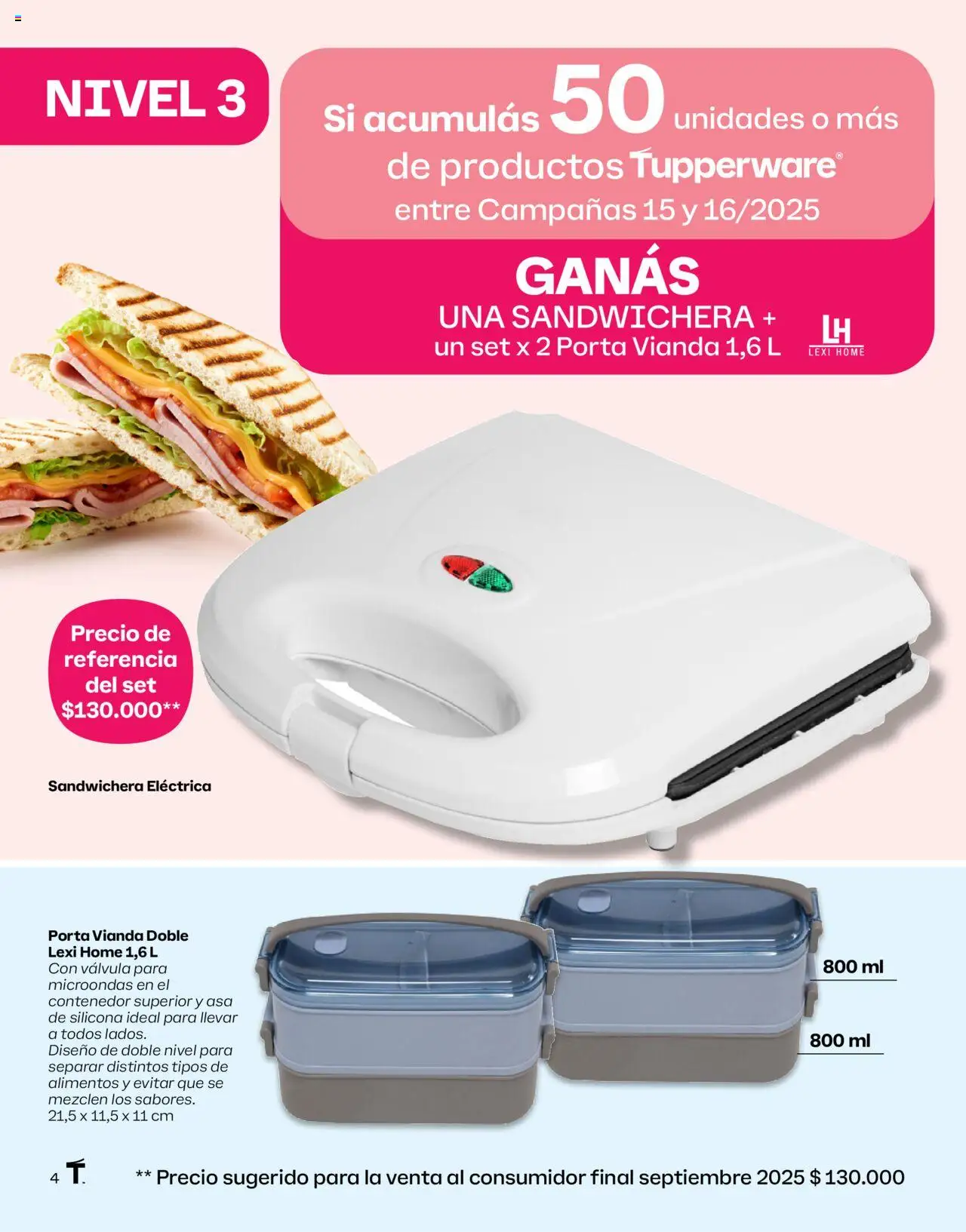 Tupperware - Programa de Incentivos │ válido desde el 15.09.2025 | Página: 4 | Productos: Sandwichera, Microondas, Vianda