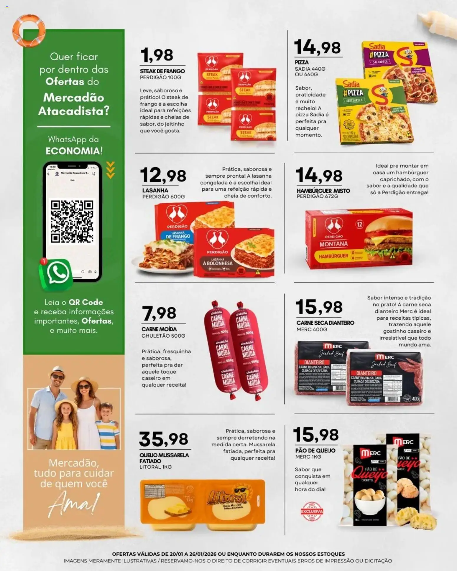 Mercadão Atacadista Folheto - válido de 20.01.2026 | Página: 3 | Produtos: Pão, Carne, Lasanha, Mussarela