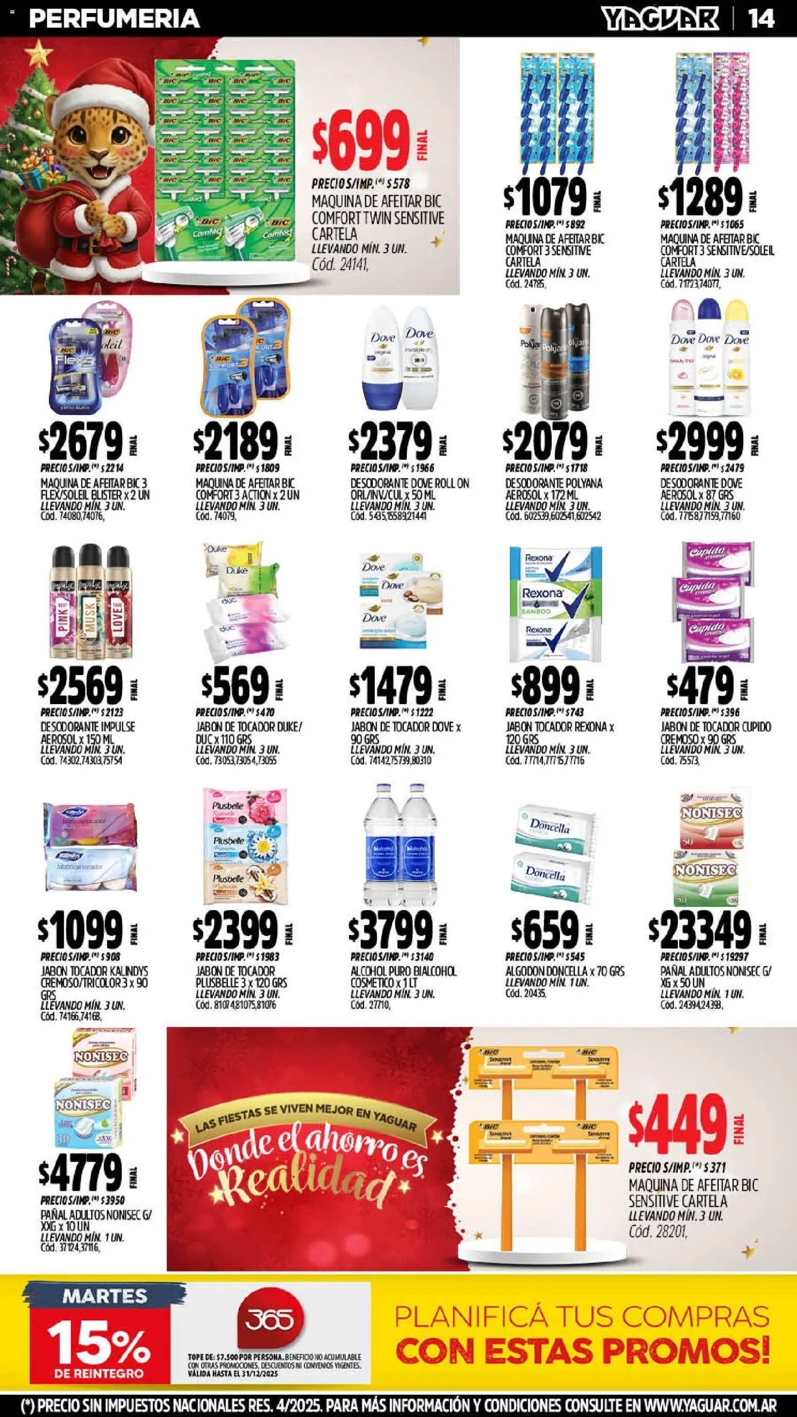 Yaguar catálogo │ válido desde el 29.12.2025 | Página: 15 | Productos: Algodón, Maquina de afeitar, Jabón, Desodorante