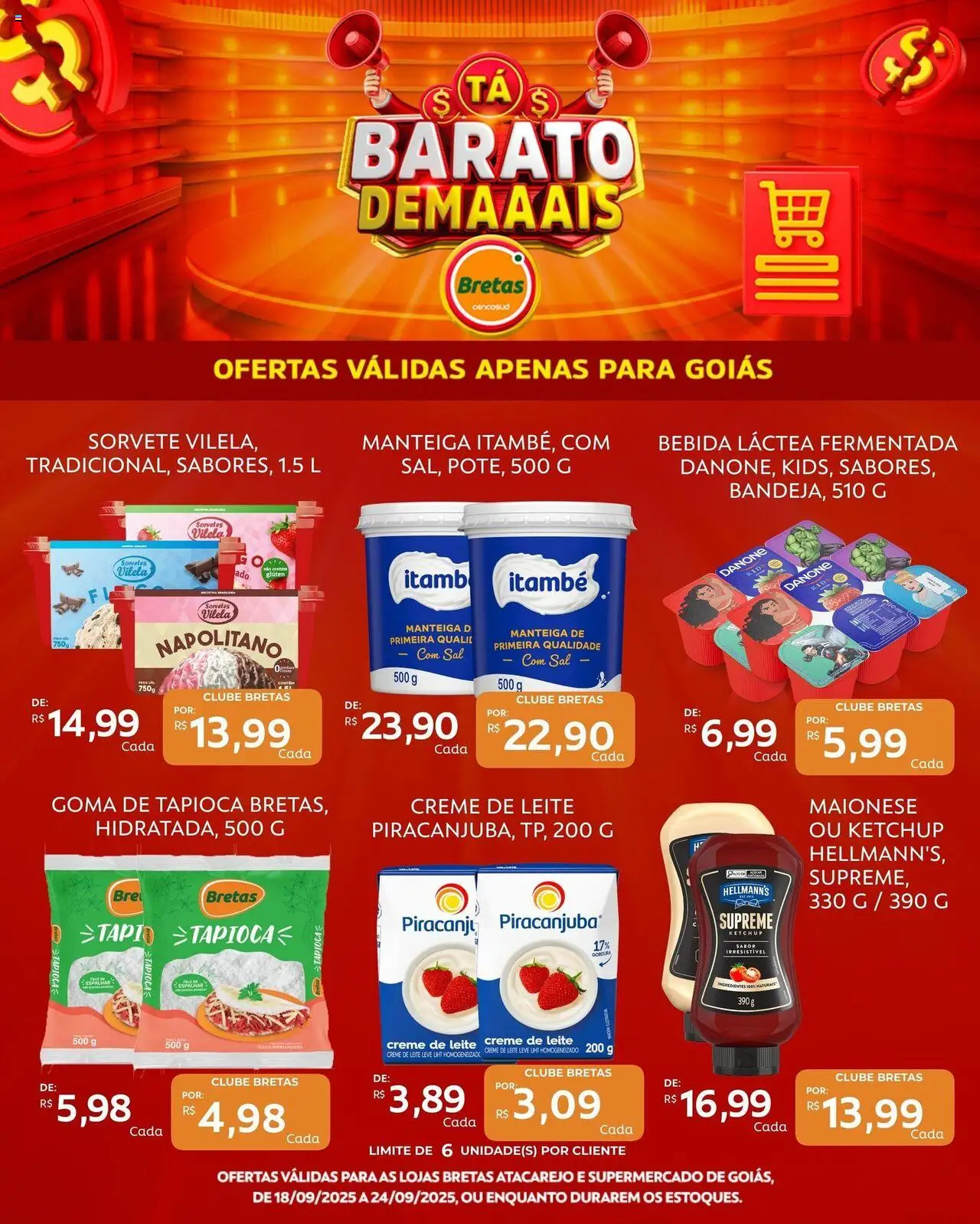 Bretas Folheto - válido de 18.09.2025 | Página: 3 | Produtos: Leite, Ketchup, Creme, Sal