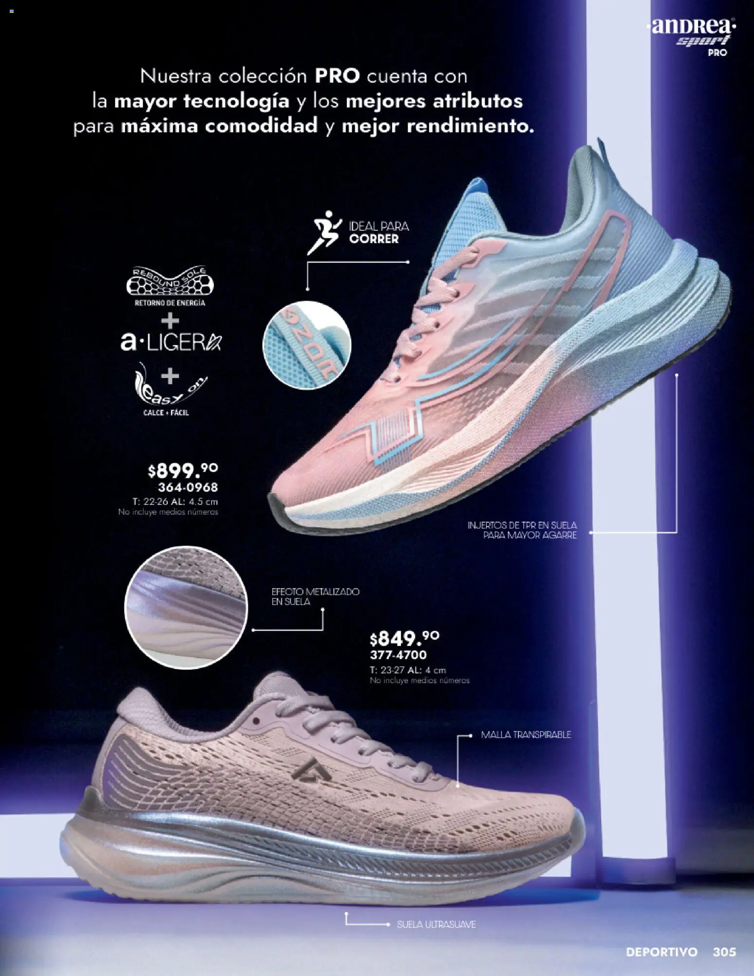 Nuevas ofertas de Andrea válidas en toda la República Mexicana desde el 24.08.2025. ¡Encuentra las mejores ofertas en Andrea - Catálogo Calzado Dama! | Página: 305 | Productos: Leggings