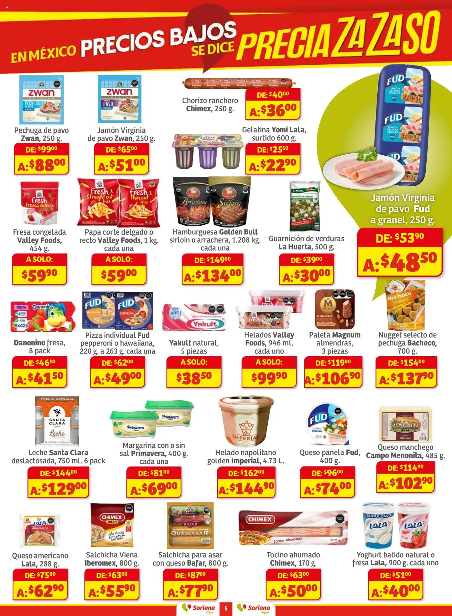 Nuevas ofertas de Soriana válidas en toda la República Mexicana desde el 27.11.2025. ¡Encuentra las mejores ofertas en Soriana - Preciazazaso Híper: Frontera Chia, Q. Roo! | Página: 5 | Productos: Almendras, Queso, Jamón, Margarina