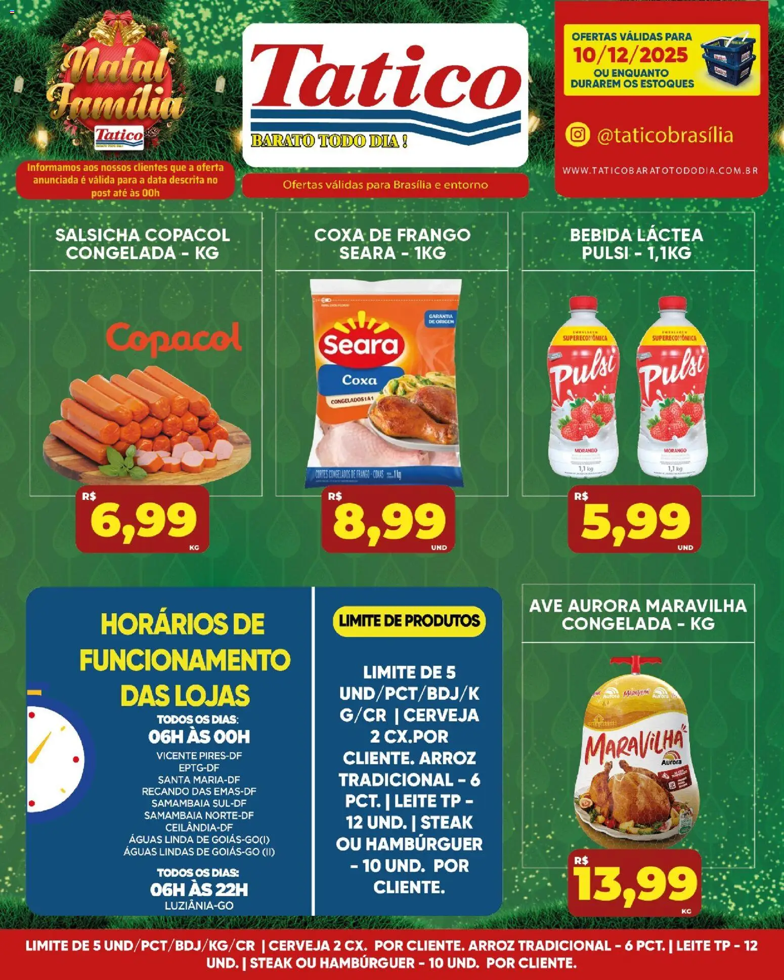 Tatico Folheto - válido de 10.12.2025 | Página: 9 | Produtos: Salsicha, Coxa de frango, Cerveja, Hambúrguer