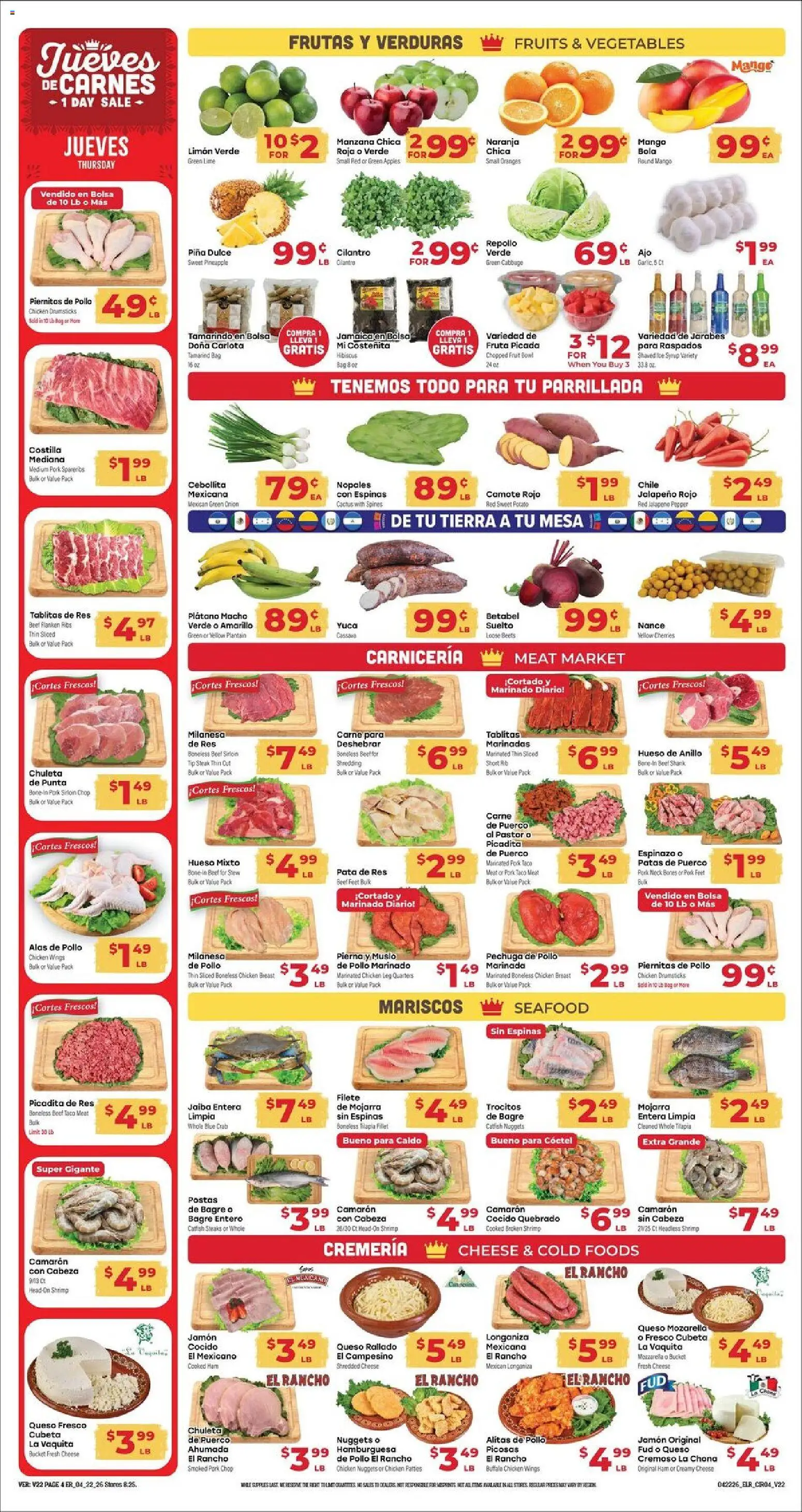El Rancho Weekly Ad - valid from 22.04.2026 | Page: 4 | Products: Cheese, Ham, Fruits, Mango