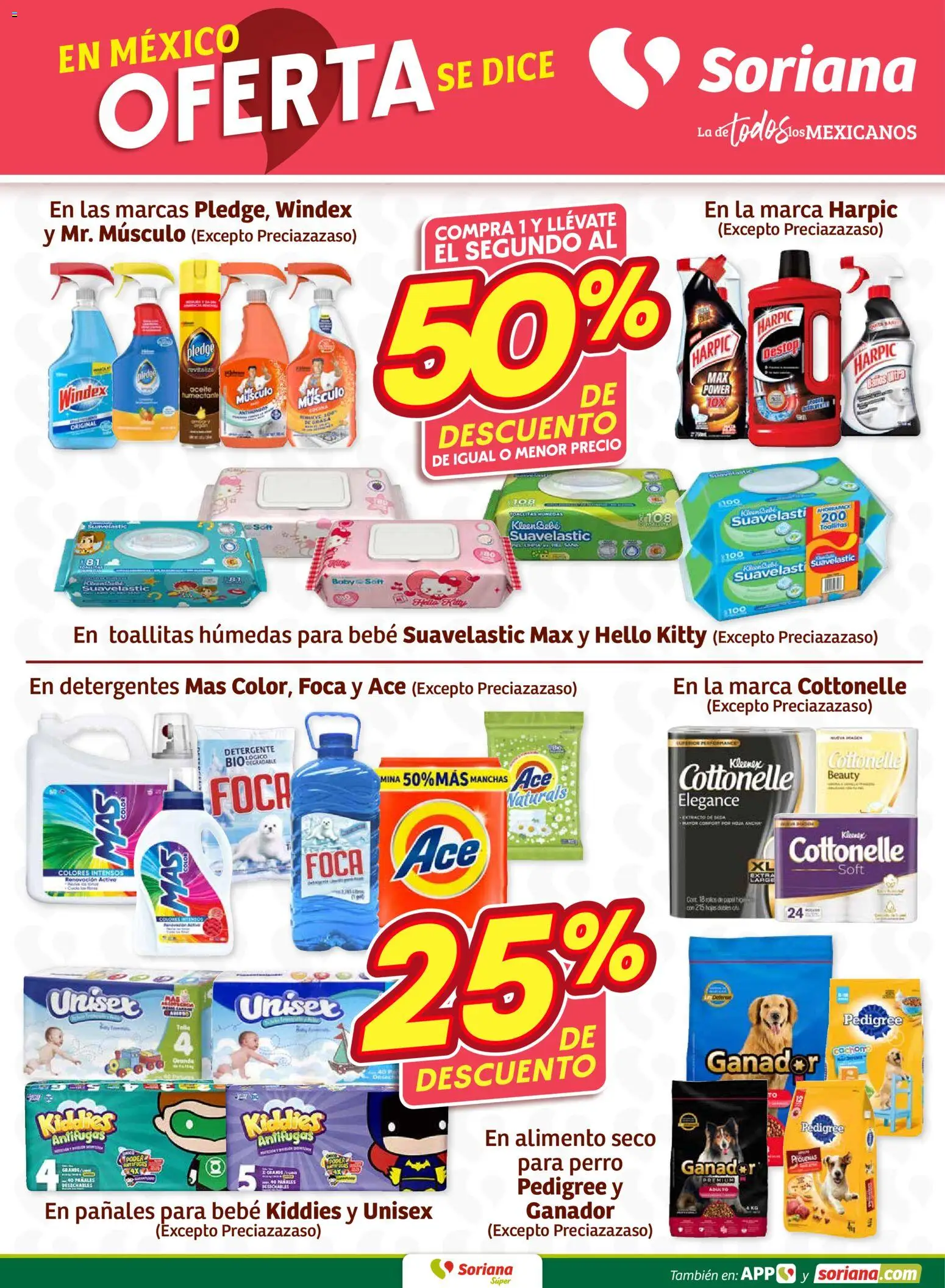 Nuevas ofertas de Soriana válidas en toda la República Mexicana desde el 19.02.2026. ¡Encuentra las mejores ofertas en Soriana - Fin de Semana Súper: Saltillo y Torreón! | Página: 7 | Productos: Detergente, Toallitas húmedas, Pañales