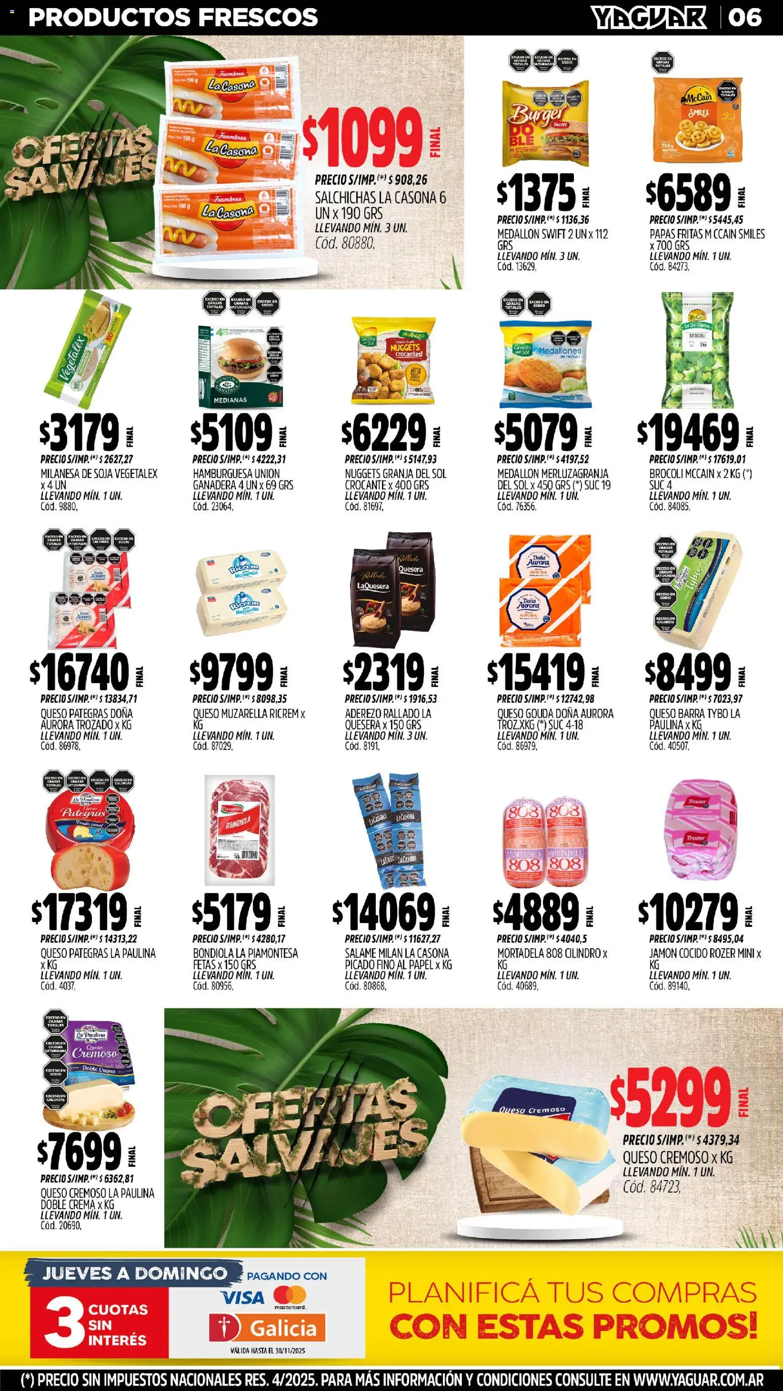 Yaguar - General Roca │ válido desde el 03.11.2025 | Página: 6 | Productos: Mortadela, Salame, Papas fritas, Crema