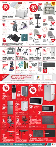 Preview of Canadian Tire weekly flyer from shop Canadian Tire valid from 04.12.2025 | Page: 13 | Products: Freezer, Iron, Pillow, Table