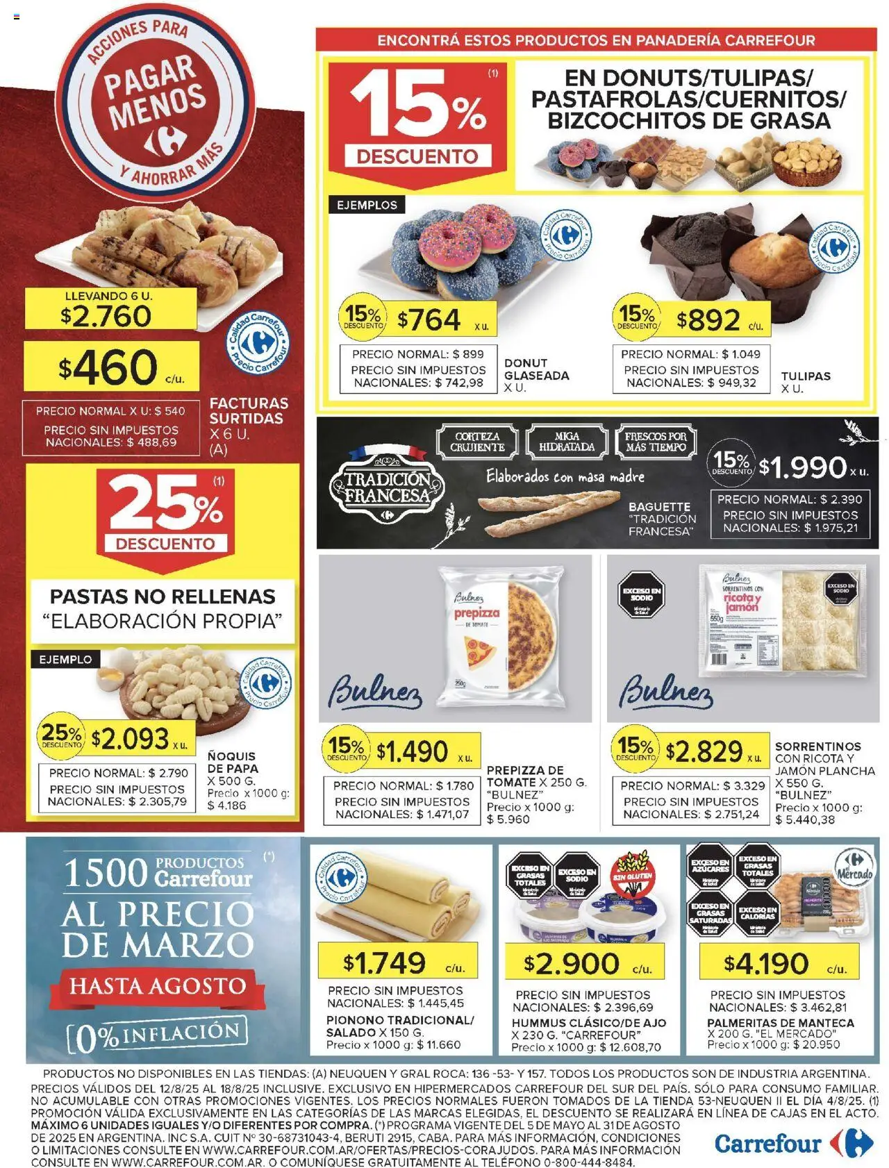 Carrefour ofertas │ válido desde el 12.08.2025 | Página: 19 | Productos: Panadería, Papa, Tomate, Jamón