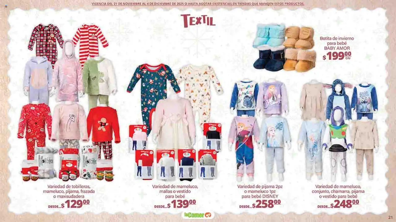 Nuevas ofertas de La Comer válidas en toda la República Mexicana desde el 21.11.2025. ¡Encuentra las mejores ofertas en La Comer folleto Felices Fiestas! | Página: 21 | Productos: Pijama, Vestido, Mallas, Mameluco