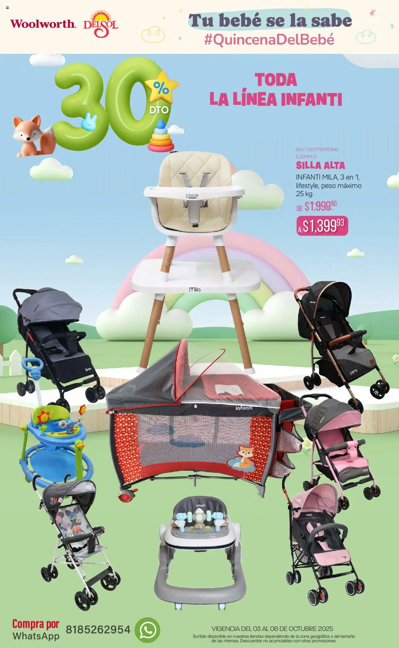 Nuevas ofertas de Del Sol y Woolworth válidas en toda la República Mexicana desde el 03.10.2025. ¡Encuentra las mejores ofertas en Del Sol y Woolworth - Catálogo Quincena del Bebé Accesorios! | Página: 5 | Productos: Silla