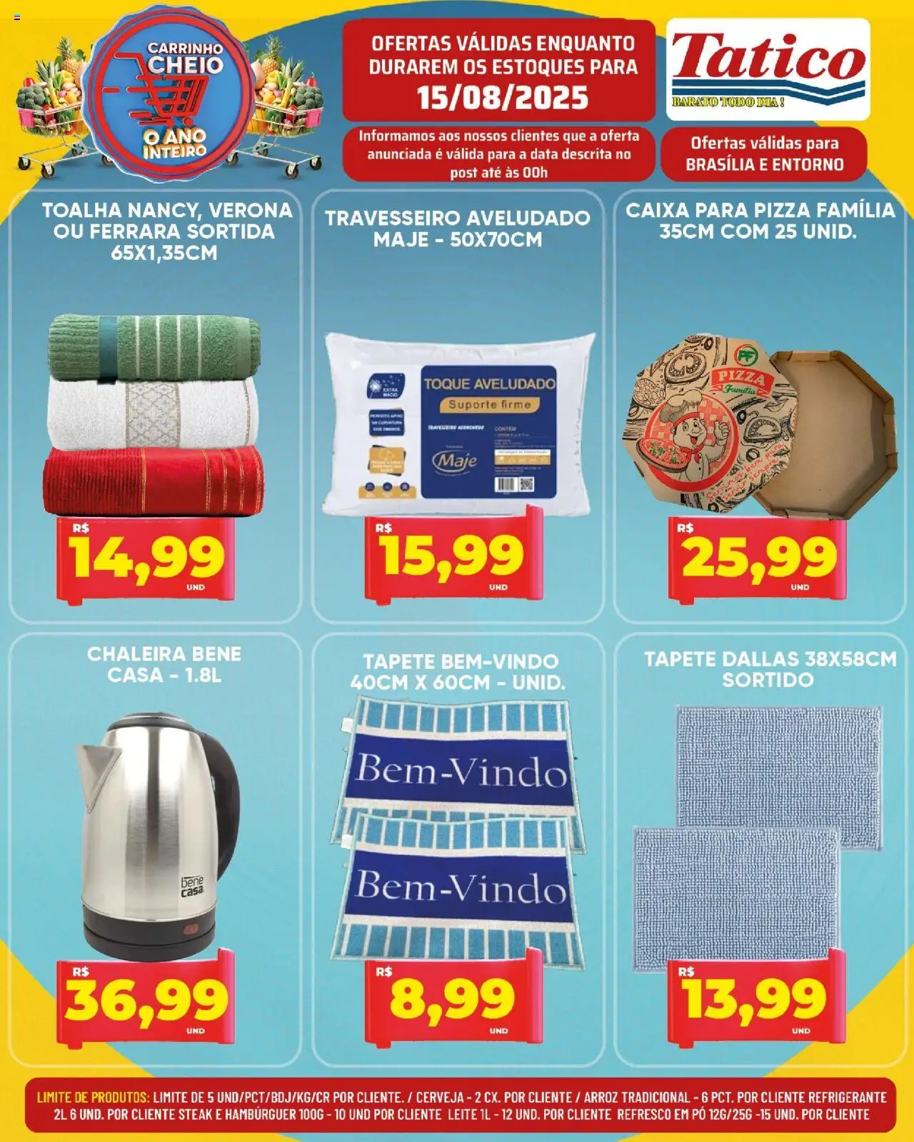 Tatico Folheto - válido de 15.08.2025 | Página: 18 | Produtos: Leite, Tapete, Pizza, Carrinho
