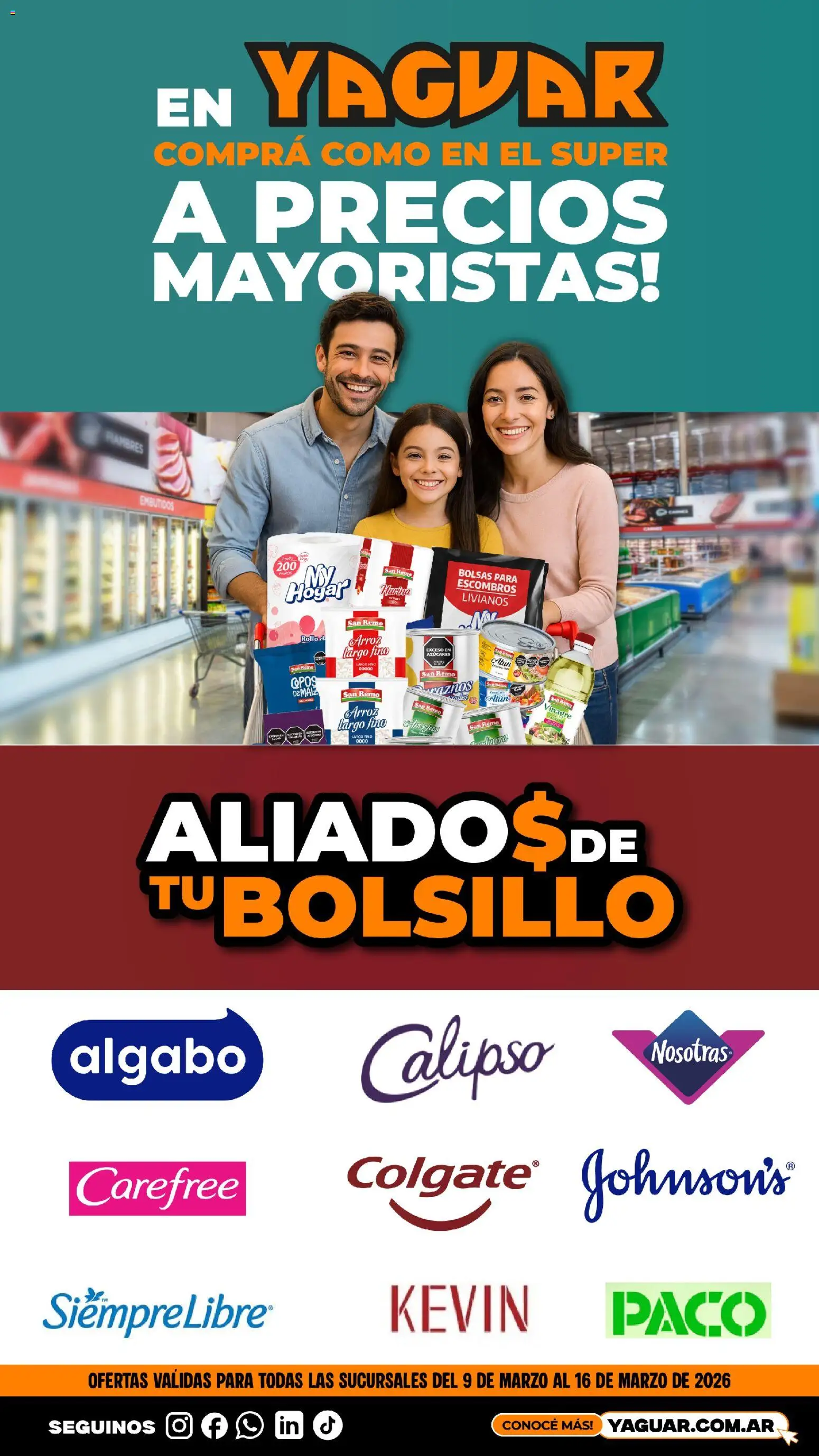 Yaguar - Aliados de tu bolsillo Buenos Aires │ válido desde el 09.03.2026 | Página: 1 | Productos: Copos, Maiz, Atún, Arroz