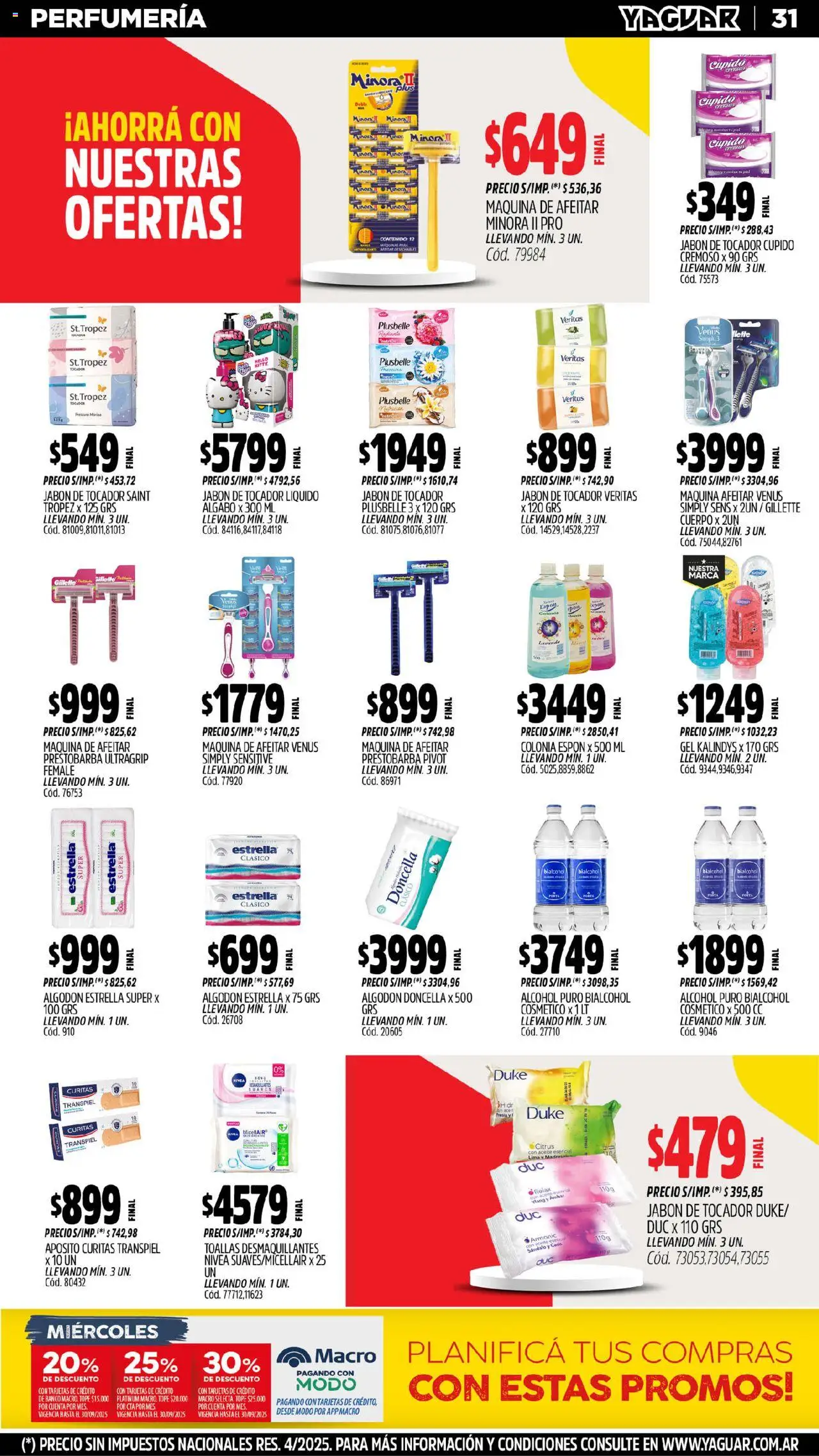 Yaguar catálogo │ válido desde el 15.09.2025 | Página: 31 | Productos: Algodón, Banco, Toallas, Lima