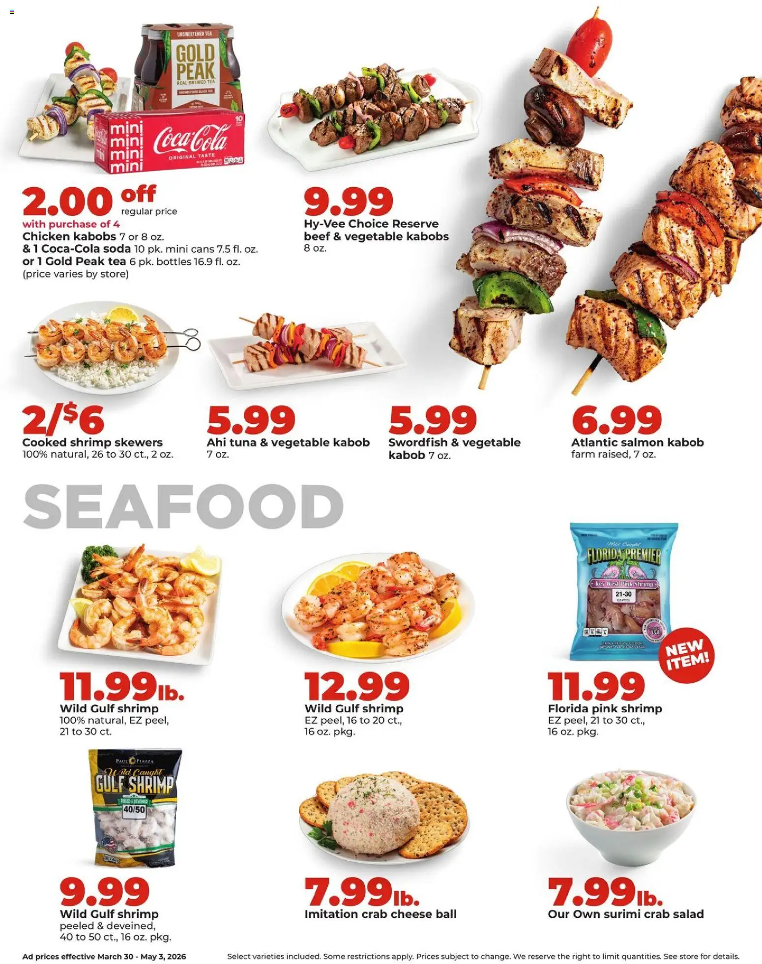 HyVee Monthly - valid from 30.03.2026 | Page: 13 | Products: Cheese, Tea, Beef, Seafood