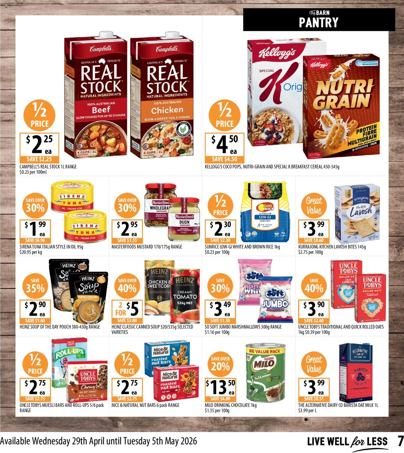 Supabarn catalogue - valid from 29.04.2026 | Page: 7 | Products: Milk, Chocolate, Oats, Soup
