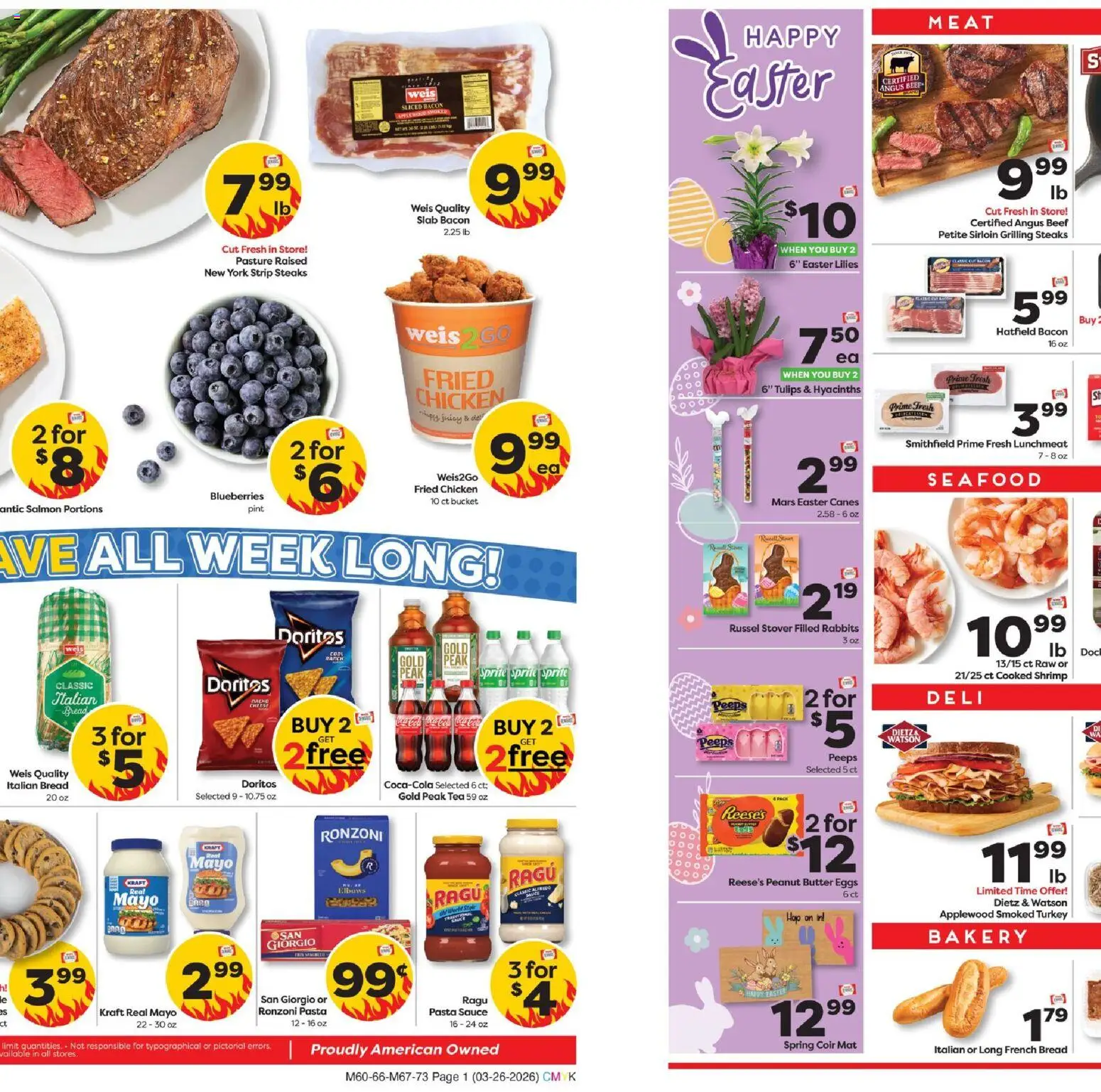 Weis Weekly Circular - VA - valid from 26.03.2026 | Page: 4 | Products: Cheese, Bread, Beef, Pasta