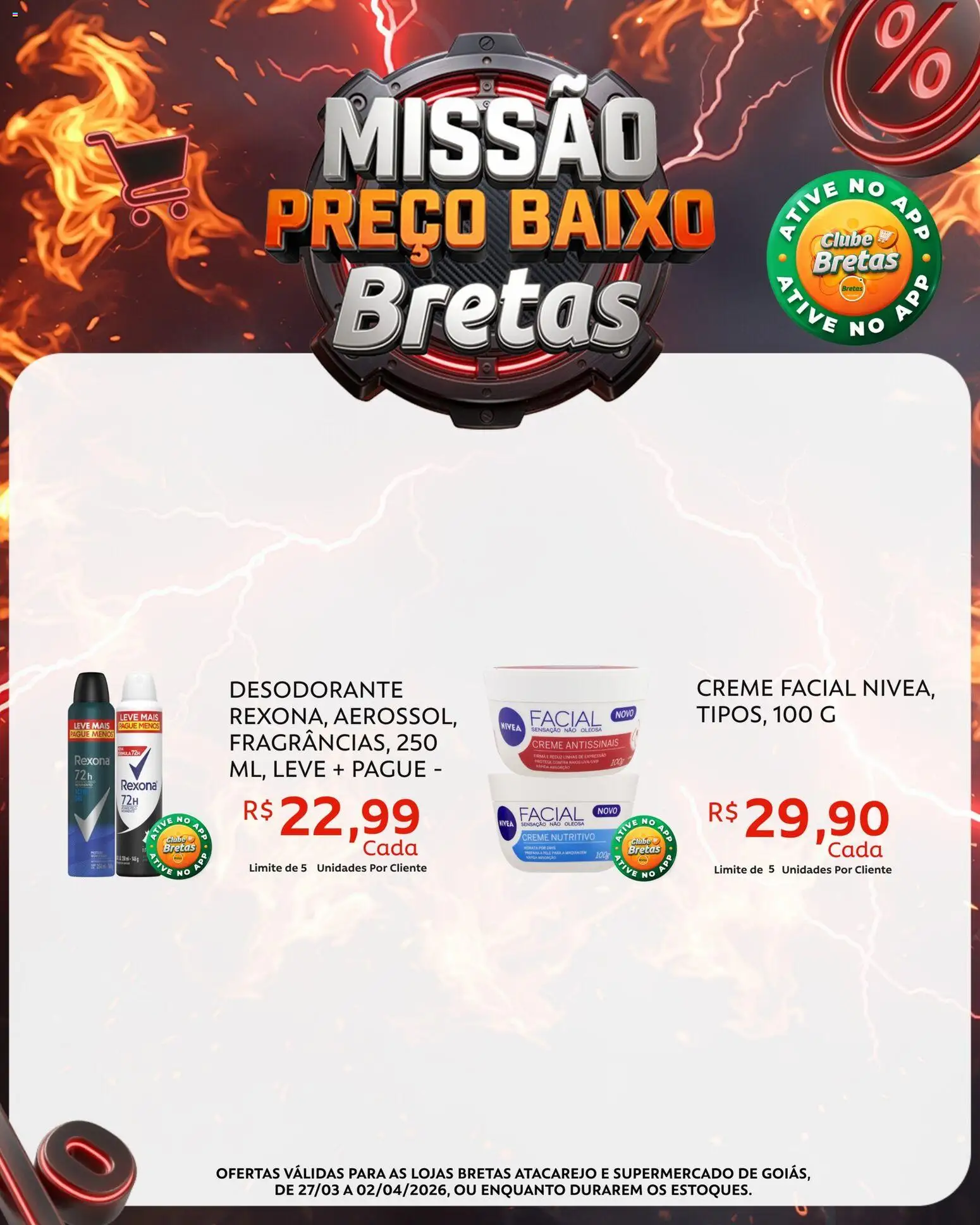 Bretas Folheto - válido de 27.03.2026 | Página: 8 | Produtos: Desodorante, Creme, Baixo, Rexona