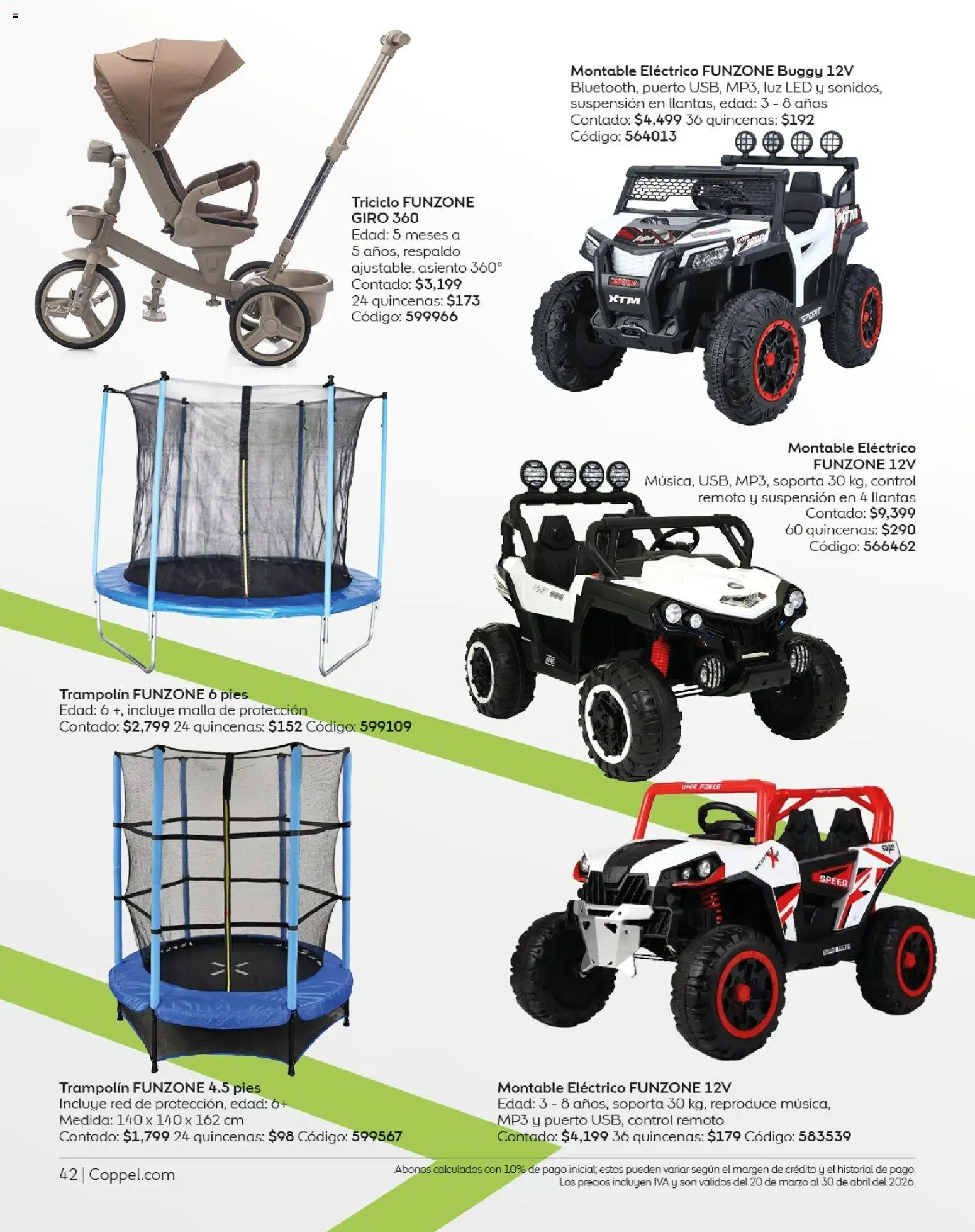 Nuevas ofertas de Coppel válidas en toda la República Mexicana desde el 01.03.2026. ¡Encuentra las mejores ofertas en Coppel catálogo Vacaciones Semana Santa! | Página: 42 | Productos: Trampolín, Mp3, Control remoto, Malla