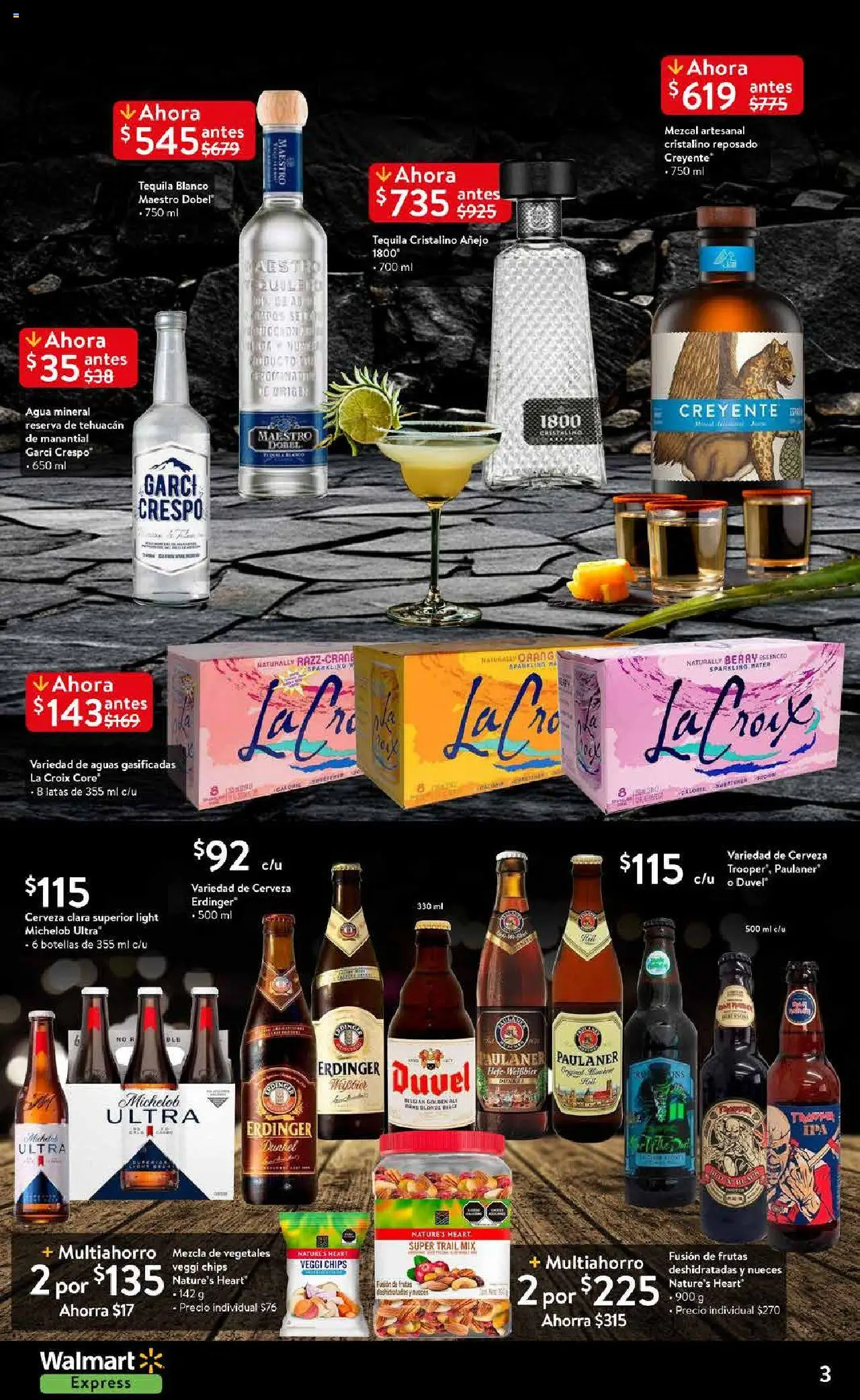 Nuevas ofertas de Walmart Express válidas en toda la República Mexicana desde el 05.06.2025. ¡Encuentra las mejores ofertas en Walmart Express folleto! | Página: 3 | Productos: Agua, Cerveza, Tequila, Nueces