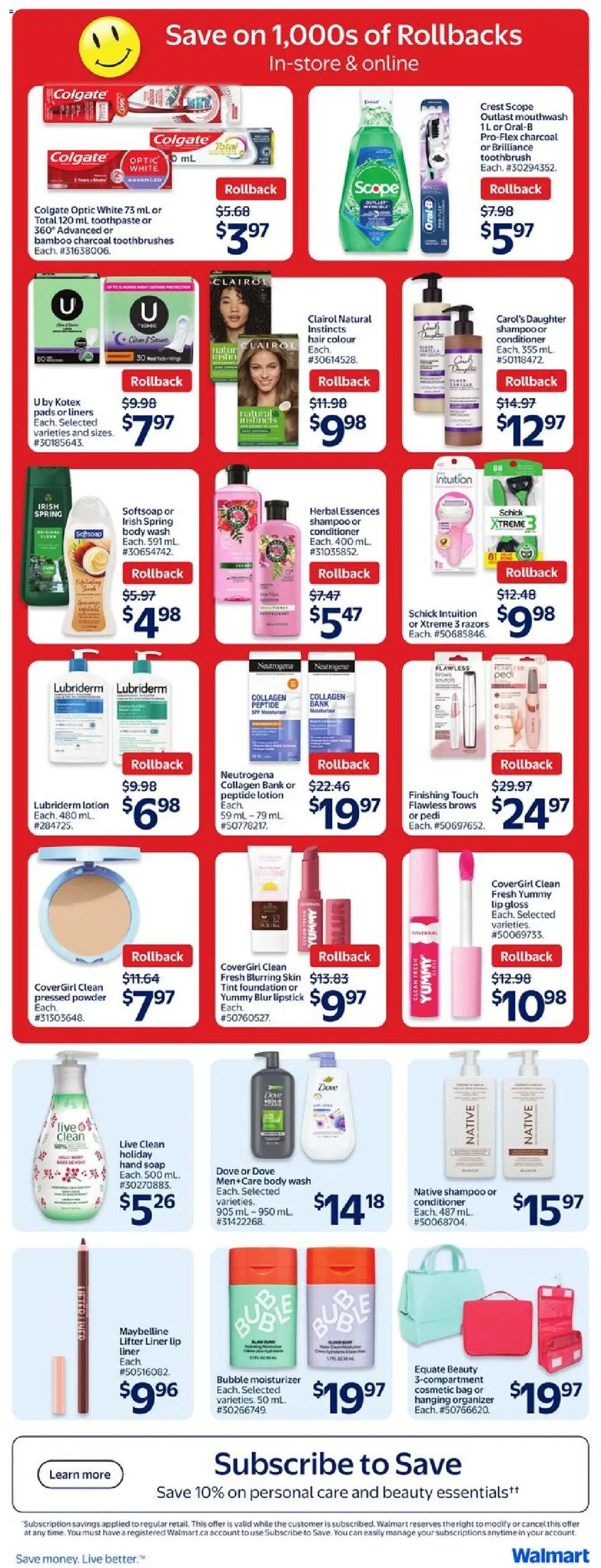 Walmart flyer valid from 11.09.2025 | Page: 15 | Products: Bag, Lipstick, Lip gloss, Conditioner