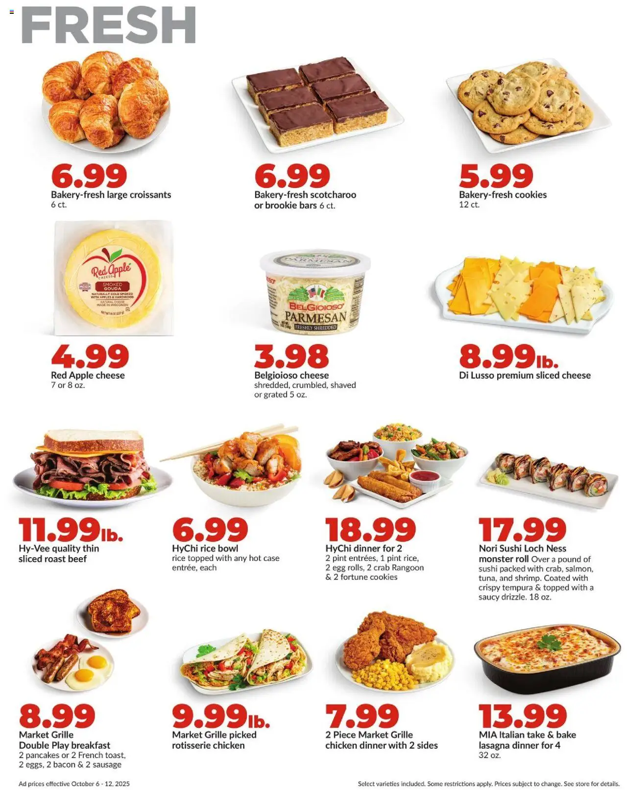 HyVee Weekly Ad - valid from 06.10.2025 | Page: 14 | Products: Cheese, Beef, Sausage, Croissants