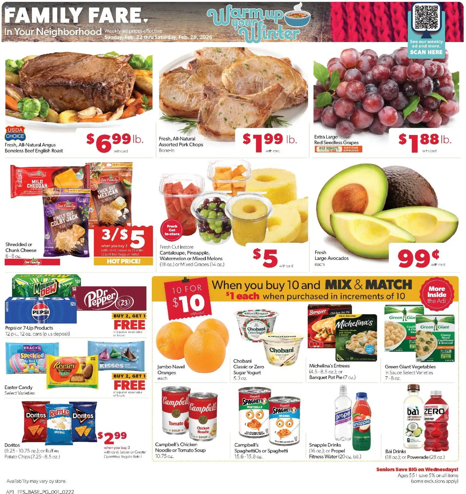 Family Fare Weekly Ad - valid from 22.02.2026 | Page: 1 | Products: Pork, Sugar, Pepper, Grapes
