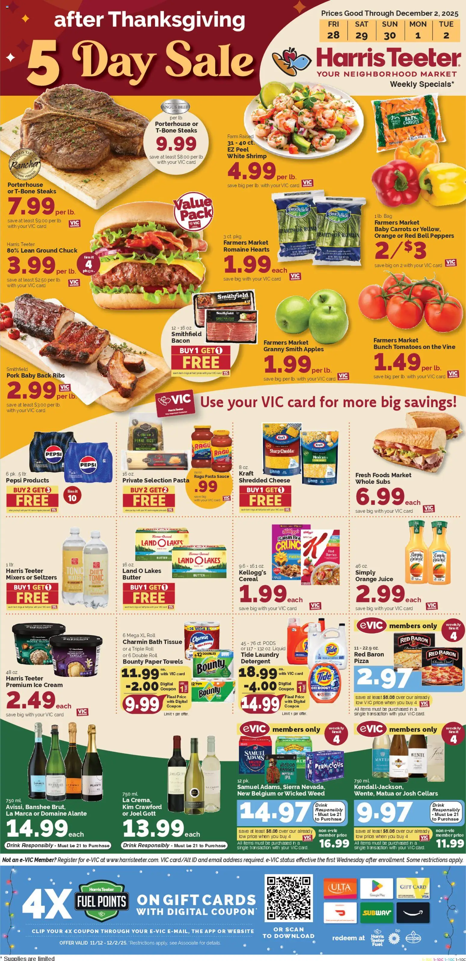 Harris Teeter Weekly Ad - valid from 28.11.2025 | Page: 1 | Products: Clip, Detergent, Pasta, Cream