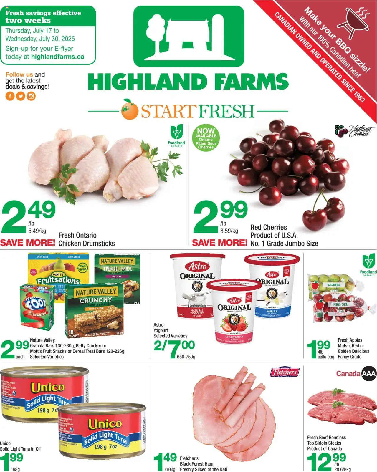 Highland Farms flyer valid from 17.07.2025 | Page: 1 | Products: Butter, Oil, Ham, Apples