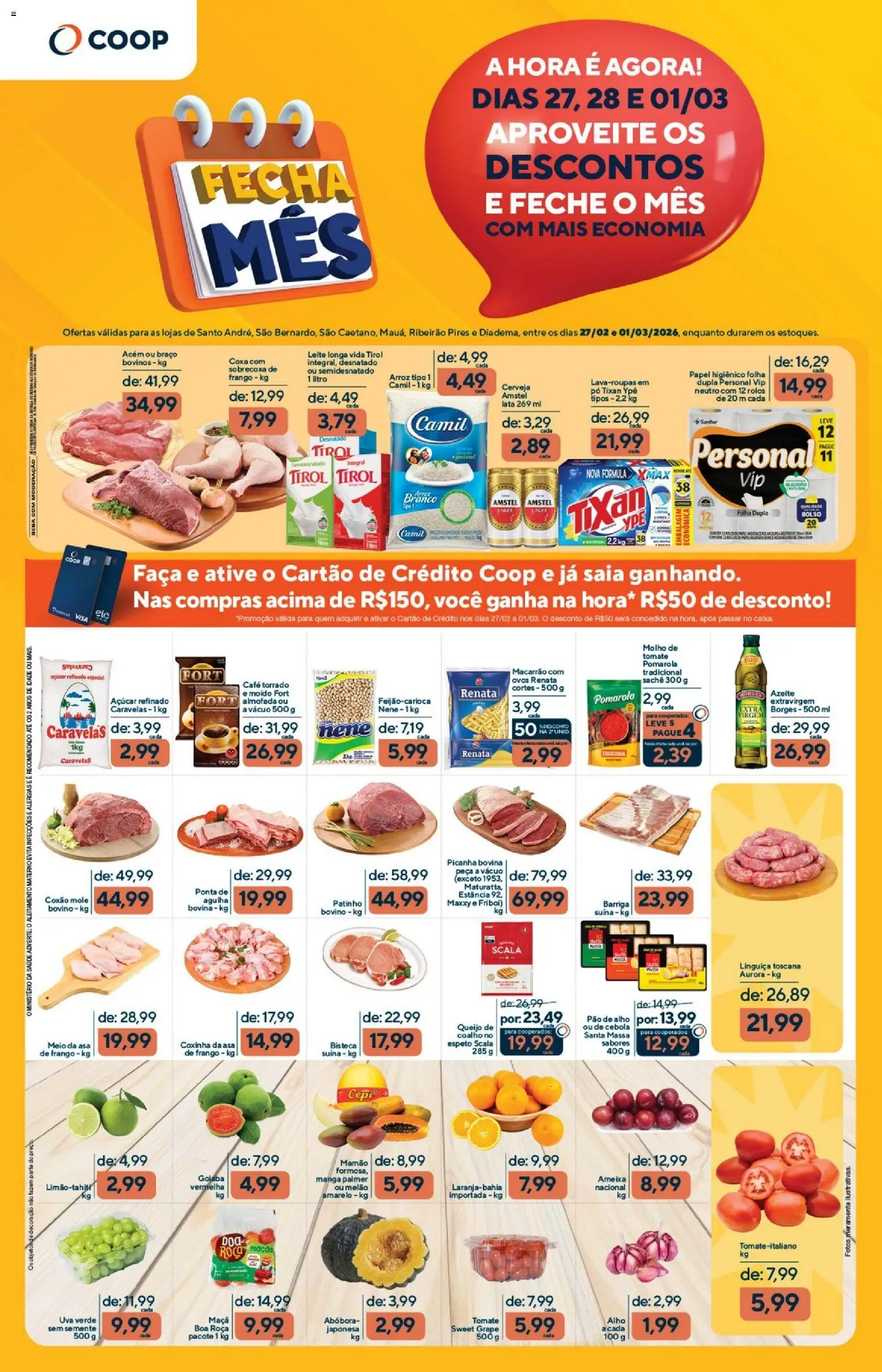 Coop Folheto - válido de 27.02.2026 | Página: 1 | Produtos: Alho, Almofada, Picanha, Macarrão