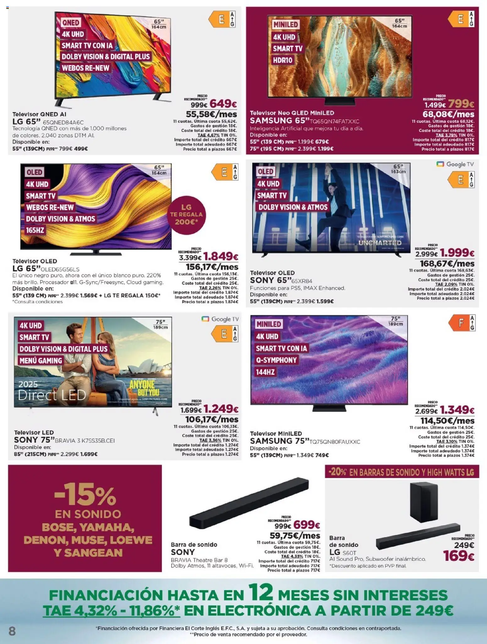 Nuevas ofertas de El Corte Inglés válidas en toda la República Mexicana desde el 02.12.2025. ¡Encuentra las mejores ofertas en El Corte Inglés catálogo Ofertas que ilusionan! | Página: 8 | Productos: Barra, Té, Televisor