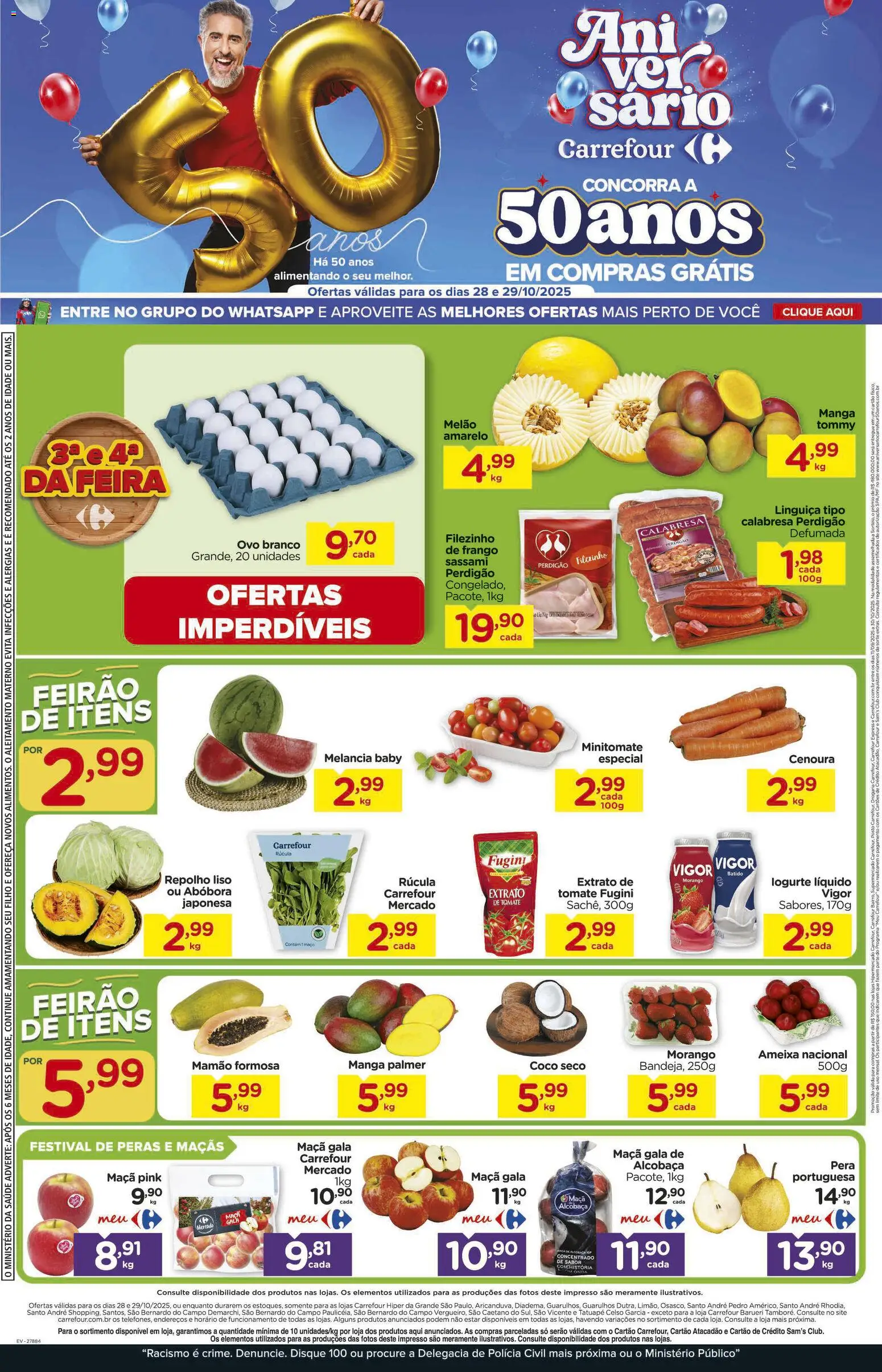Carrefour Folheto - válido de 28.10.2025 | Página: 1 | Produtos: Melão, Abóbora, Linguiça, Repolho