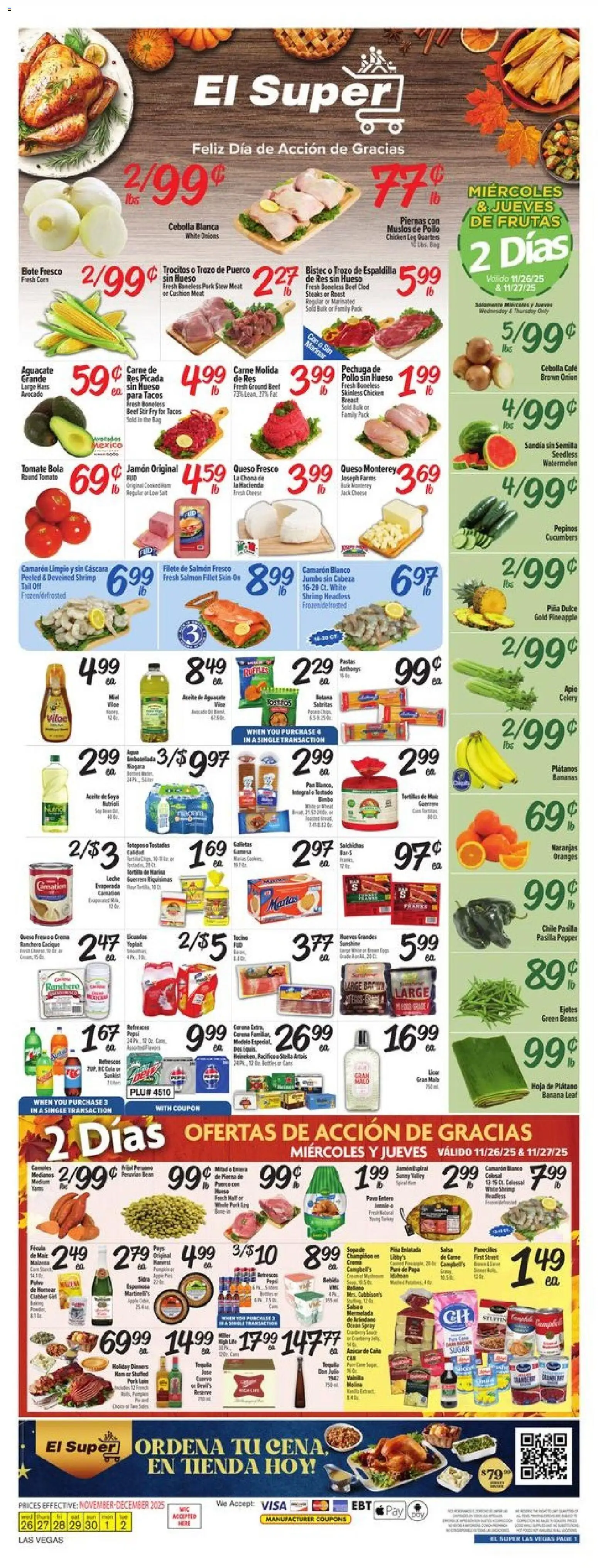 El Super Weekly Ad - NV - valid from 26.11.2025 | Page: 1 | Products: Pork, Pineapple, Sugar, Watermelon