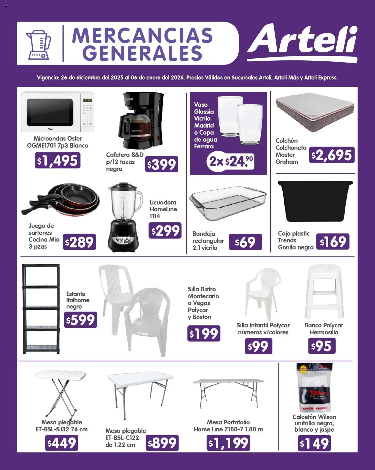 Nuevas ofertas de Arteli válidas en toda la República Mexicana desde el 26.12.2025. ¡Encuentra las mejores ofertas en Arteli folleto Quincenal! | Página: 17 | Productos: Bandeja, Agua, Licuadora, Colchón