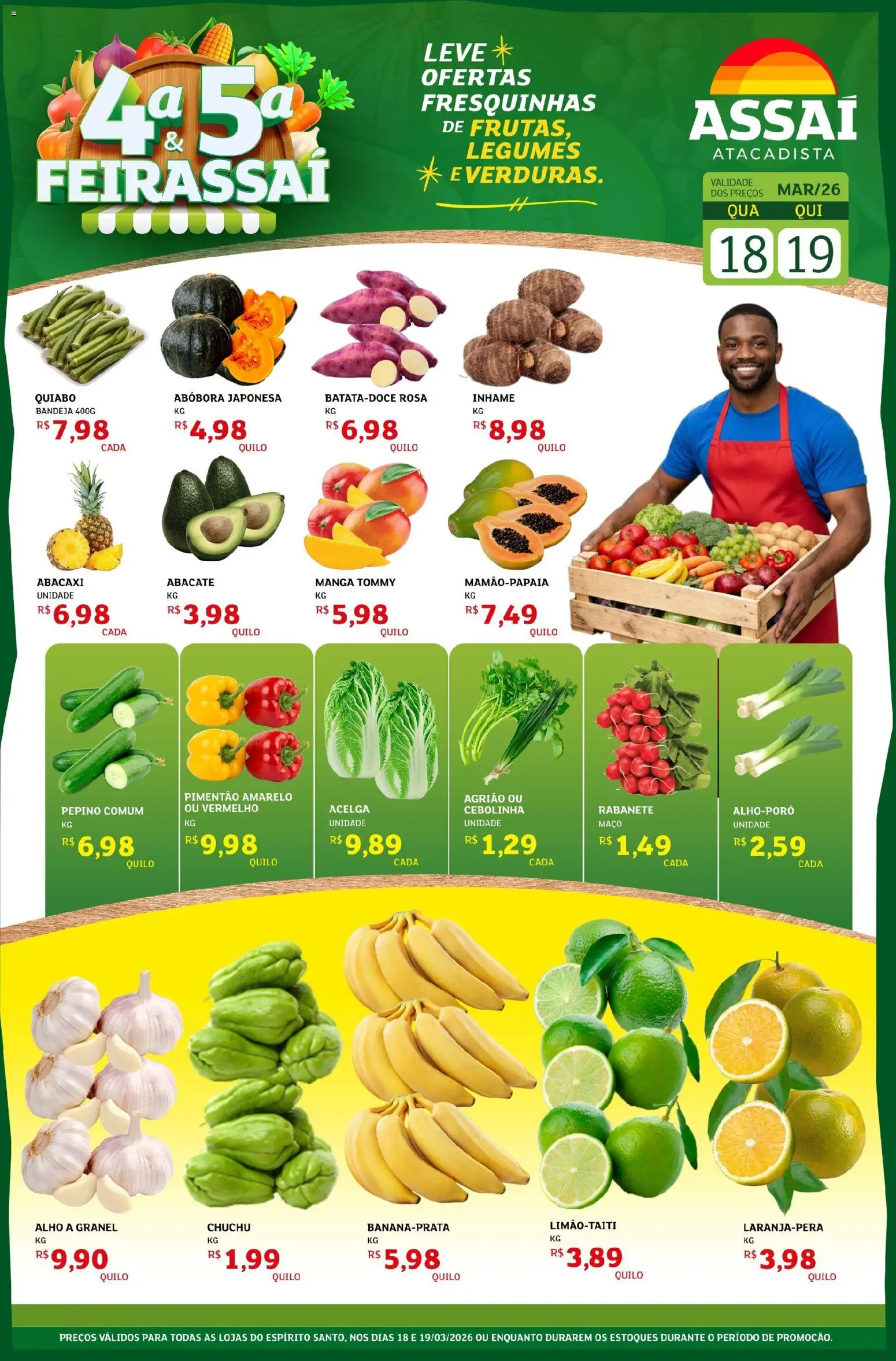 Assaí Atacadista Folheto - válido de 18.03.2026 | Página: 1 | Produtos: Inhame, Pimentão, Abacaxi, Bandeja