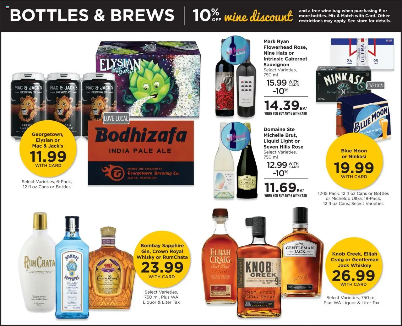 QFC Weekly Ad - WA - valid from 13.08.2025 | Page: 9 | Products: Bourbon, Gin, Whiskey, Bag