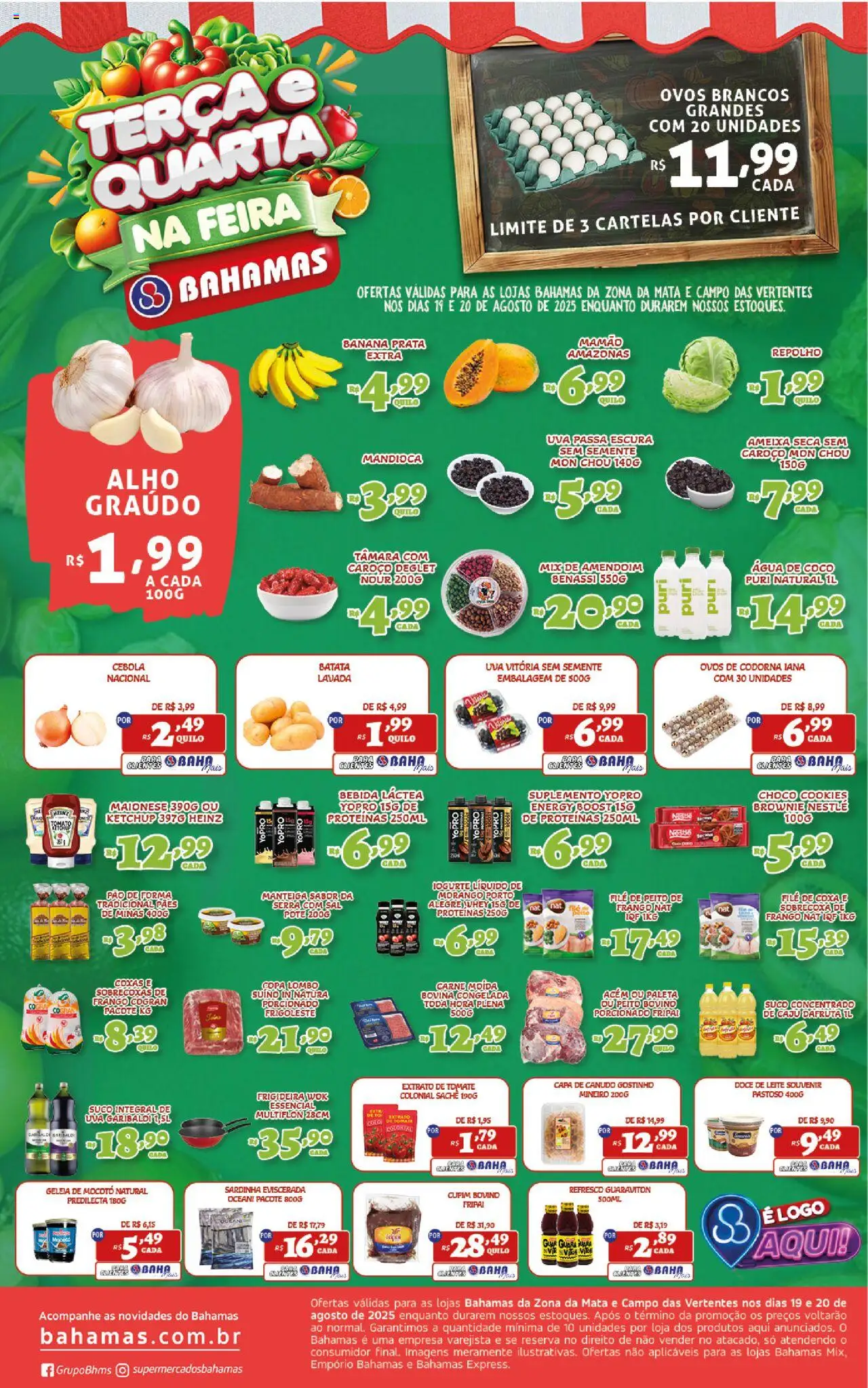 Bahamas Supermercados Folheto - válido de 19.08.2025 | Página: 1 | Produtos: Amendoim, Iogurte, Mamão, Ameixa