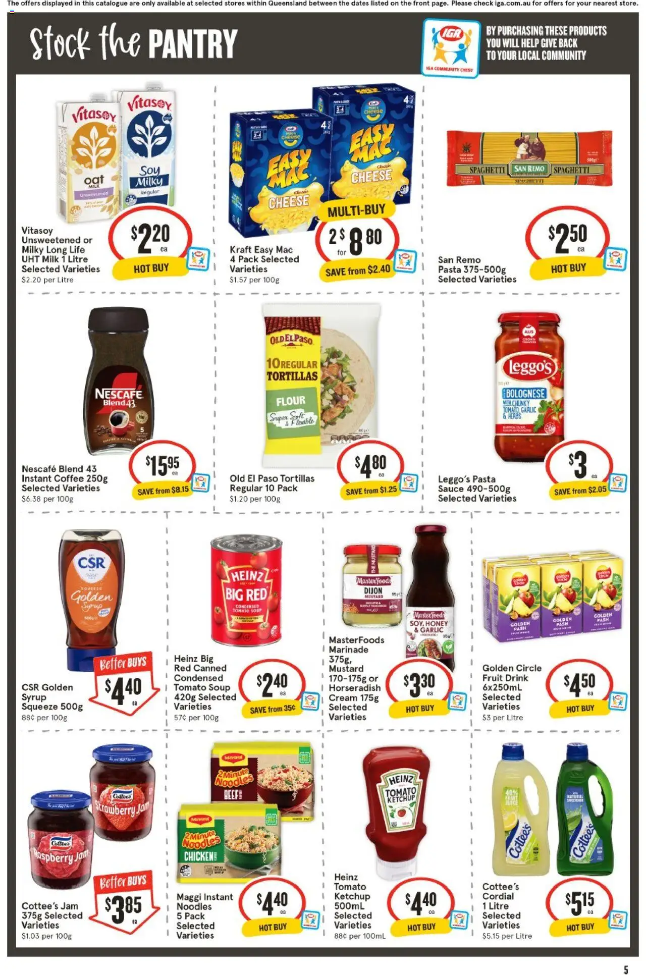 IGA catalogue - valid from 06.08.2025 | Page: 5 | Products: Chocolate, Rice, Strawberries, Bag